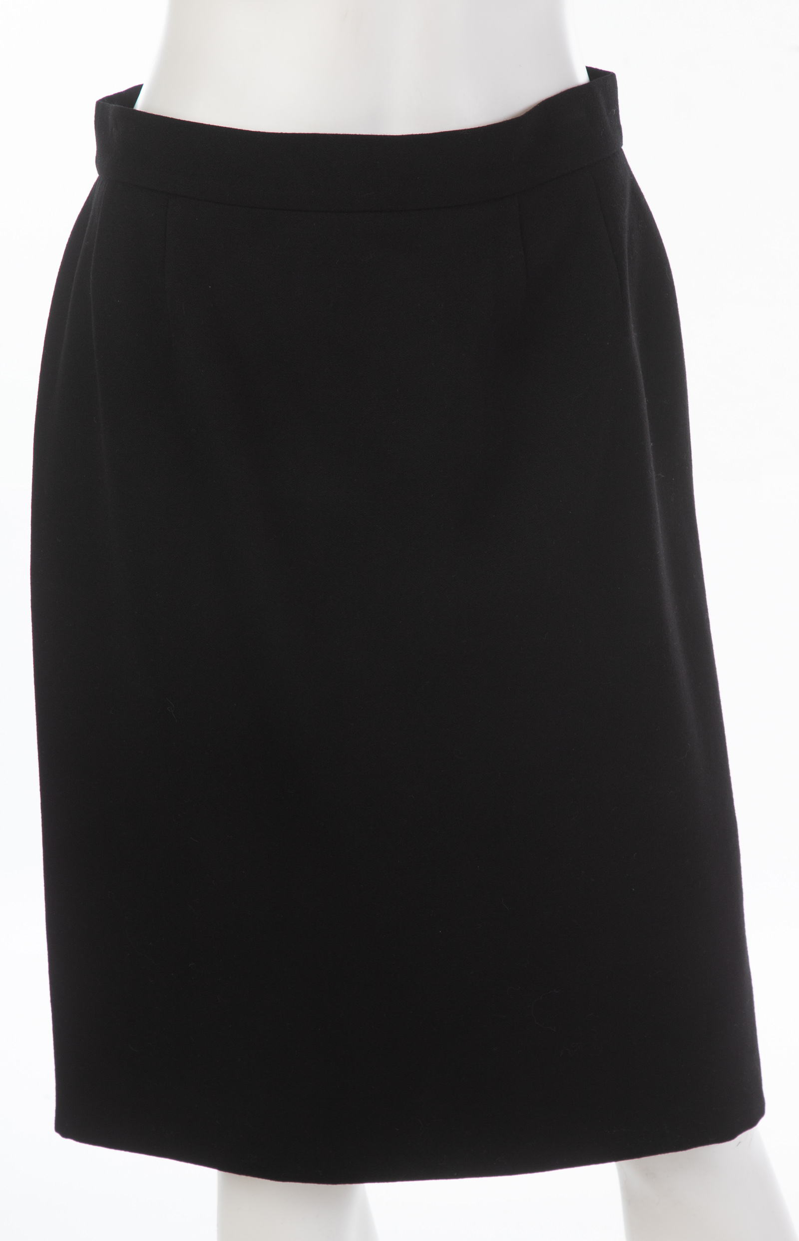CHANEL BOUTIQUE BLACK WOOL SKIRT
