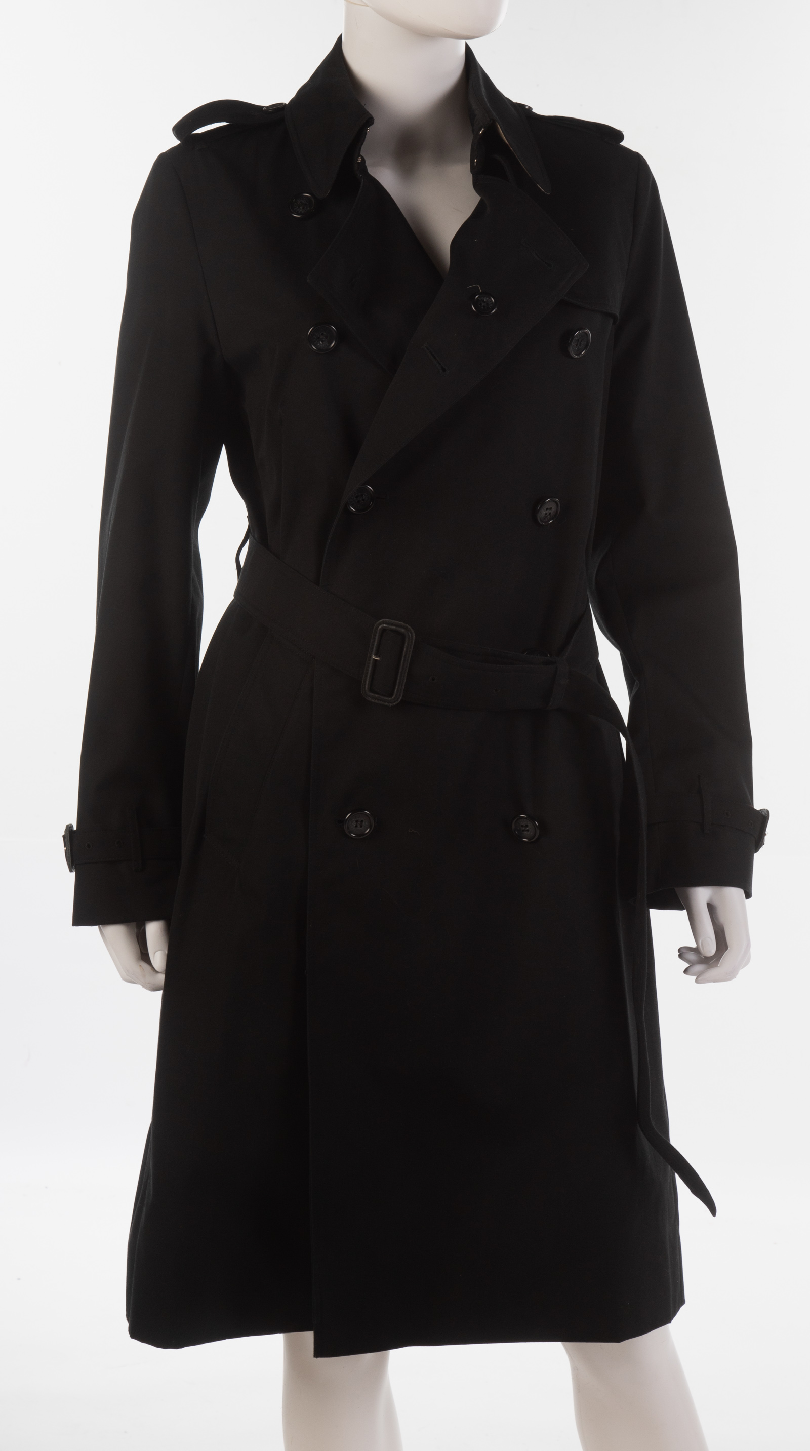 BLACK BURBERRY TRENCH COAT size