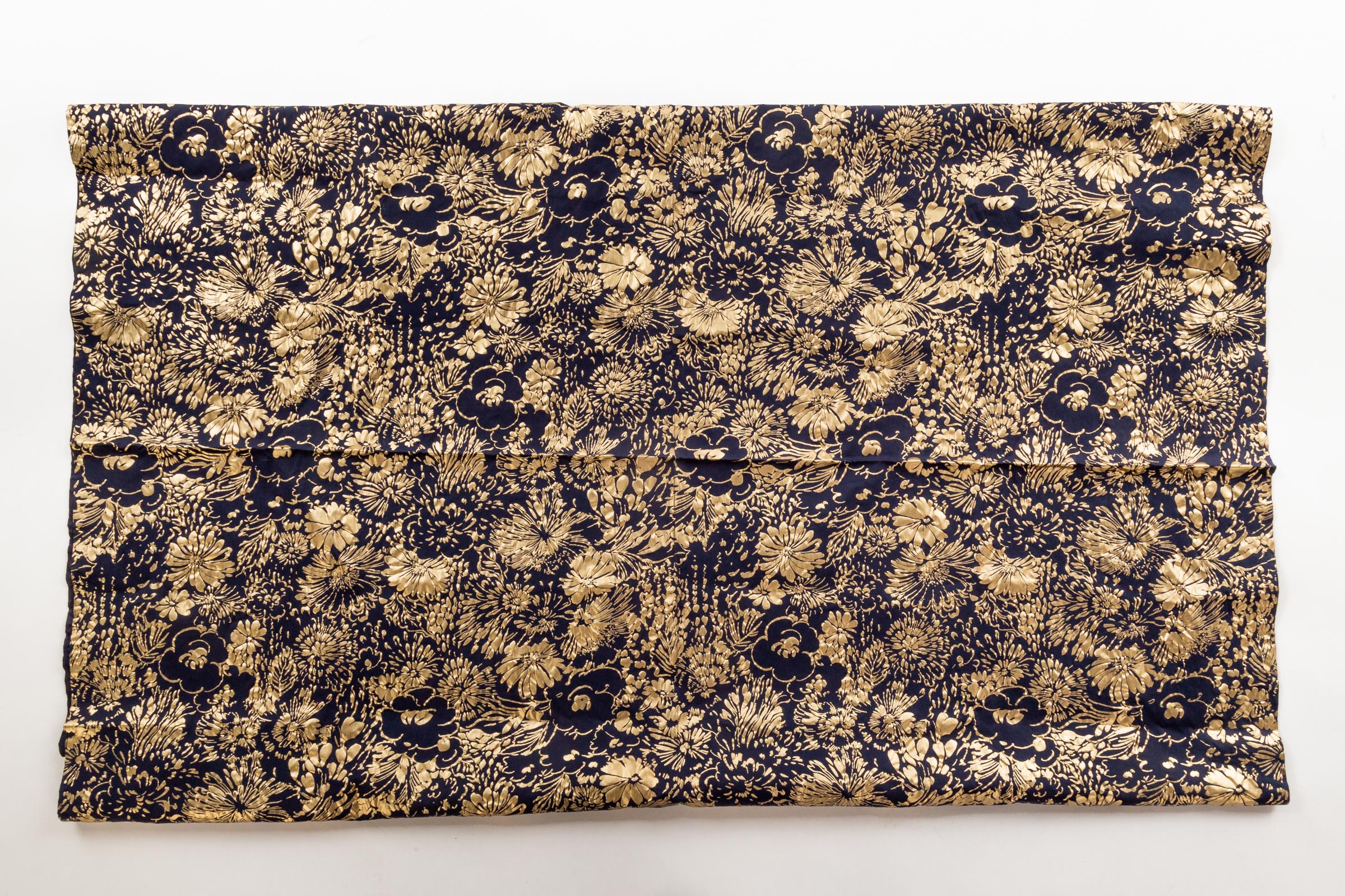 NAVY AND GOLD FABRIC Floral pattern