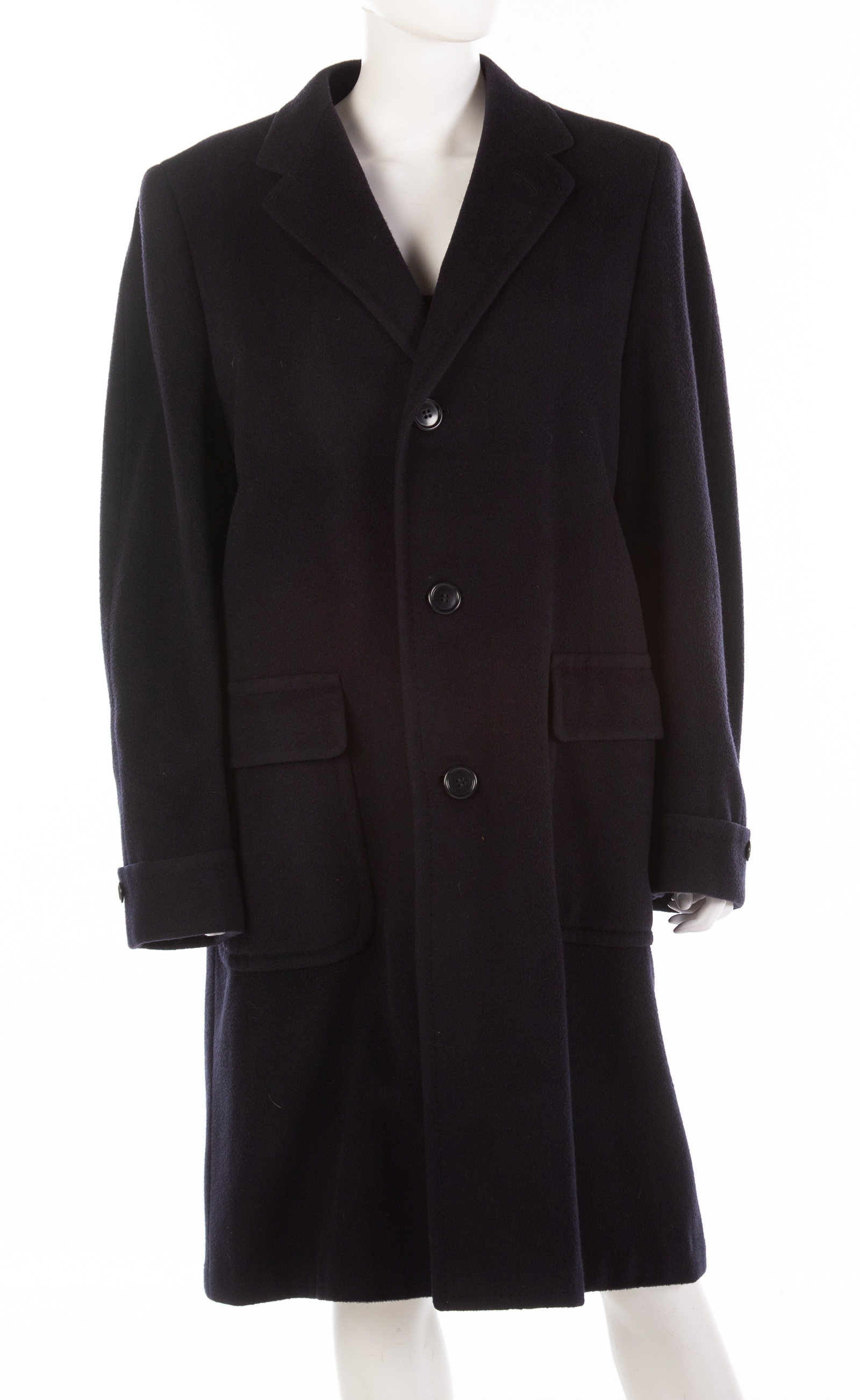 MENS NAVY CASHMERE COAT BY WYELOCH