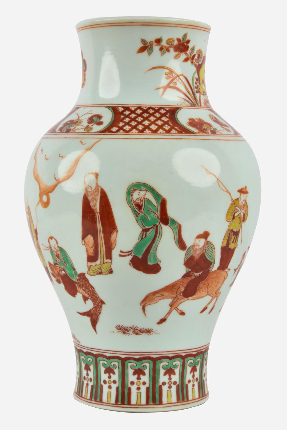 POLYCHROME CHINESE VASEwith six