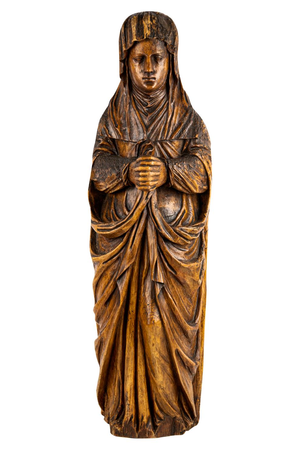 GERMAN CARVED WALNUT FIGURE VIRGIN