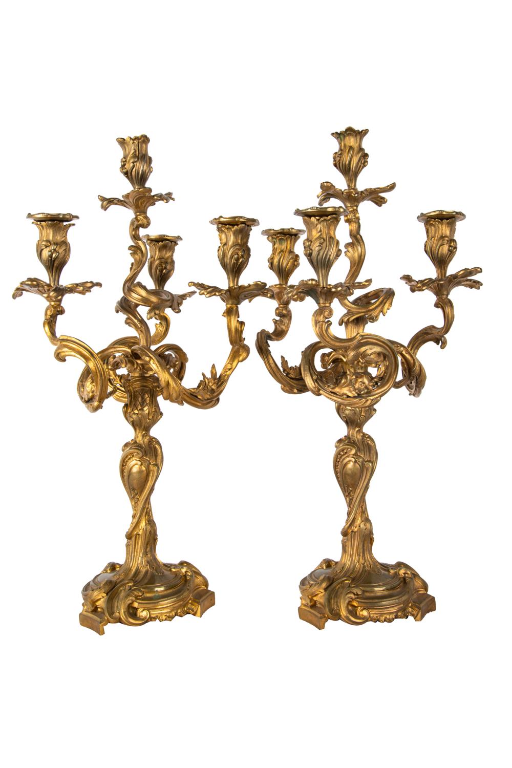 PAIR OF ROCOCO STYLE GILT BRONZE 3374fa