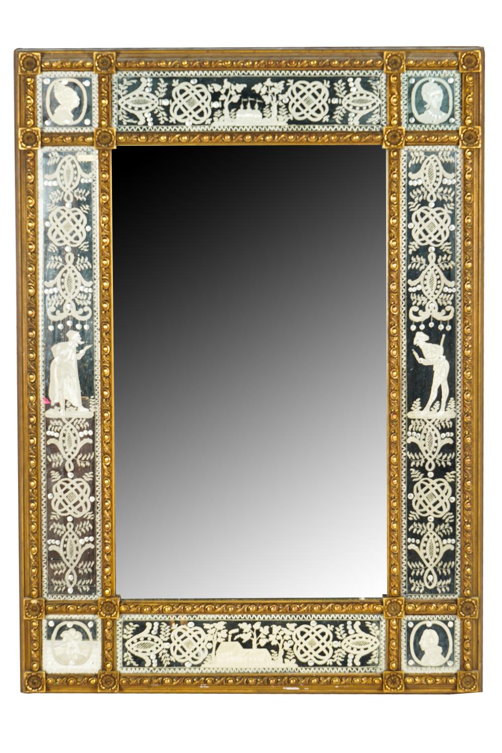 ETCHED GLASS GILTWOOD WALL MIRRORdecorated 33752b