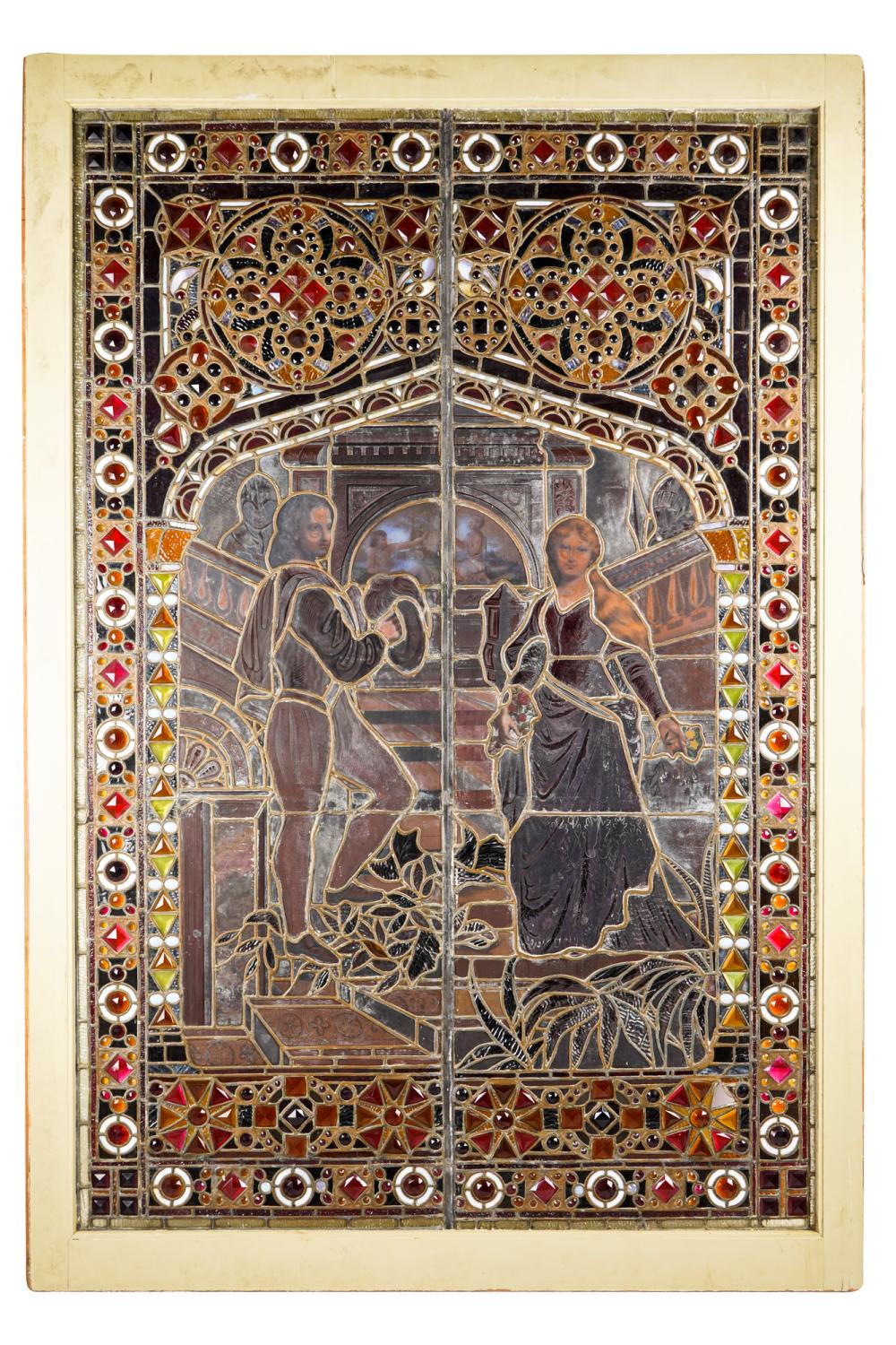 LEADED STAINED GLASS PANELdepicting