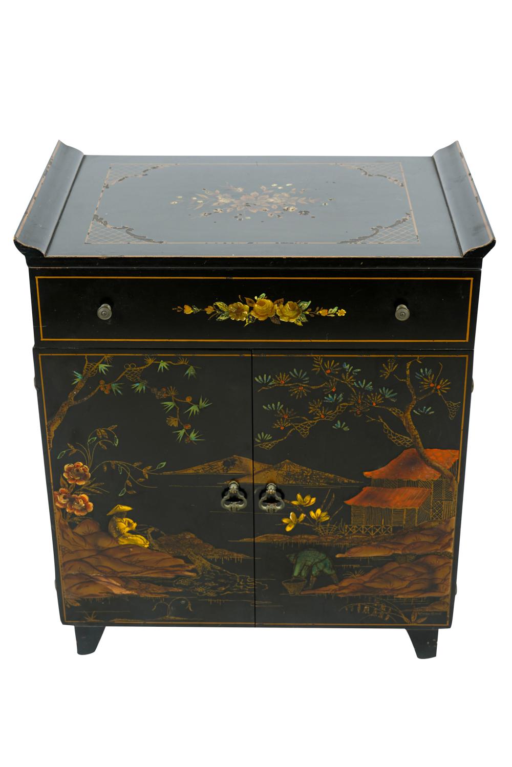 KATHERINE HENICK CHINOISERIE CABINETblack lacquered 33760b