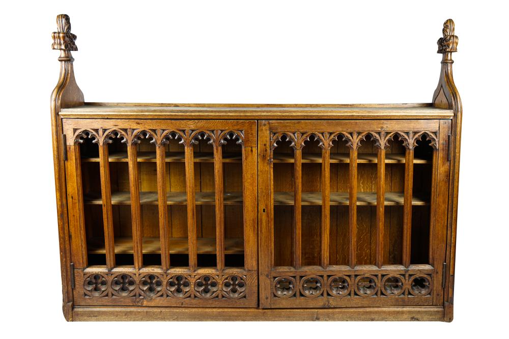 GOTHIC STYLE CARVED OAK BOOKCASEwith
