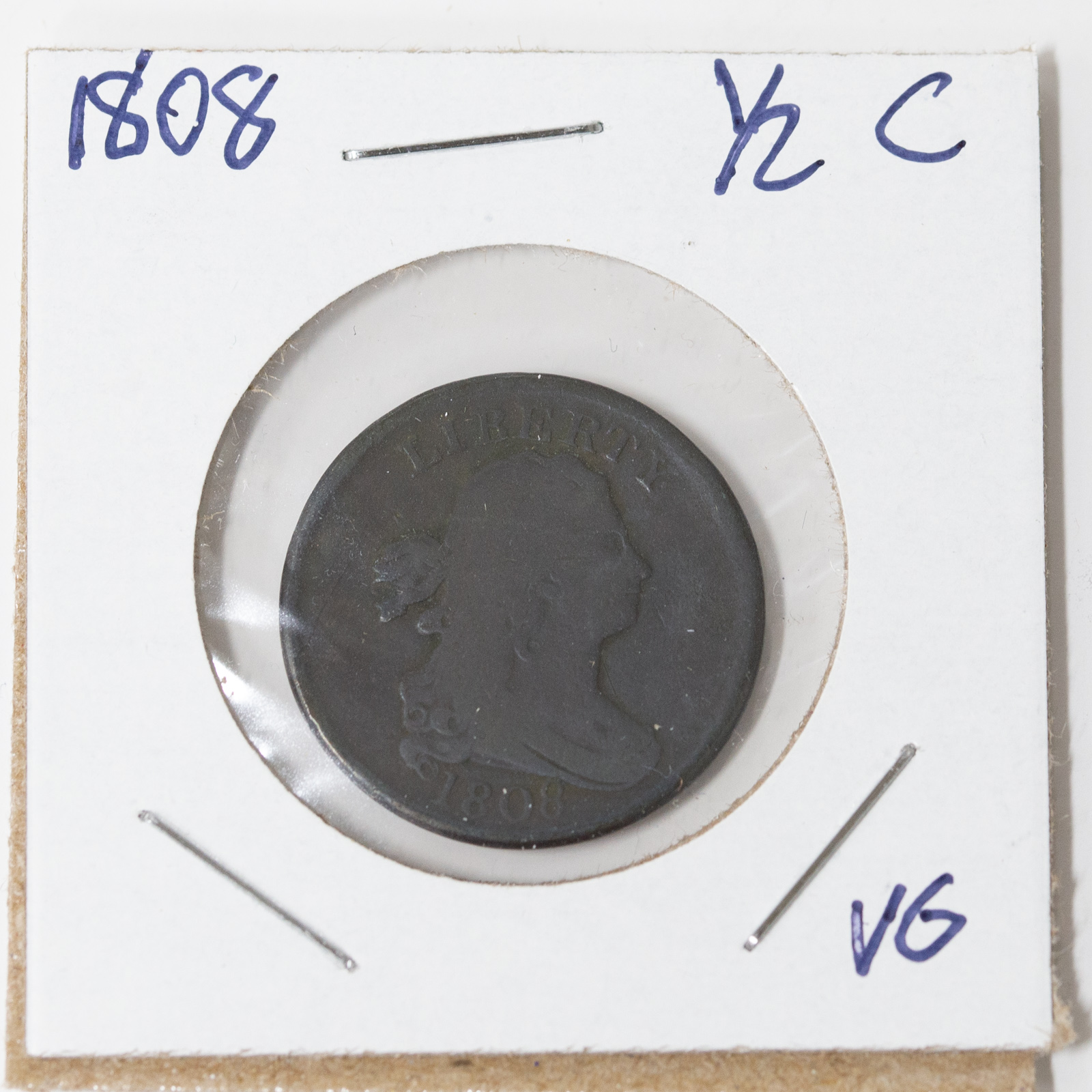 1808 DRAPED BUST HALF CENT VG Solid 33764e