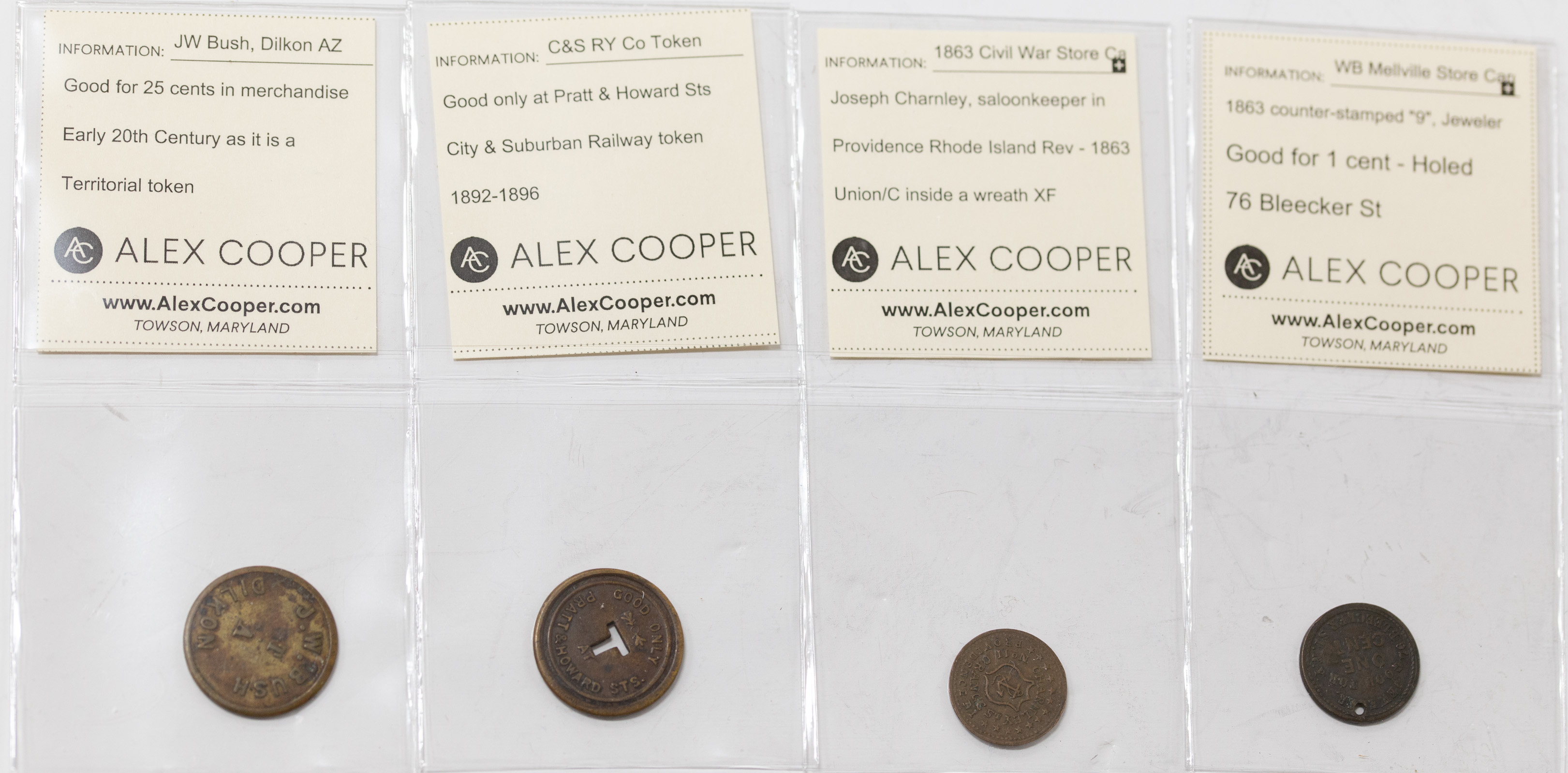 FOUR MERCHANT TOKENS, TWO ARE CIVIL