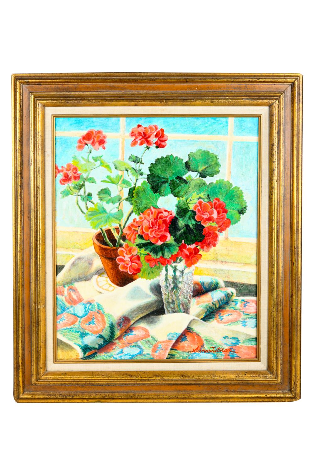 HARRY FUTORAN GERANIUMS oil on 33768d