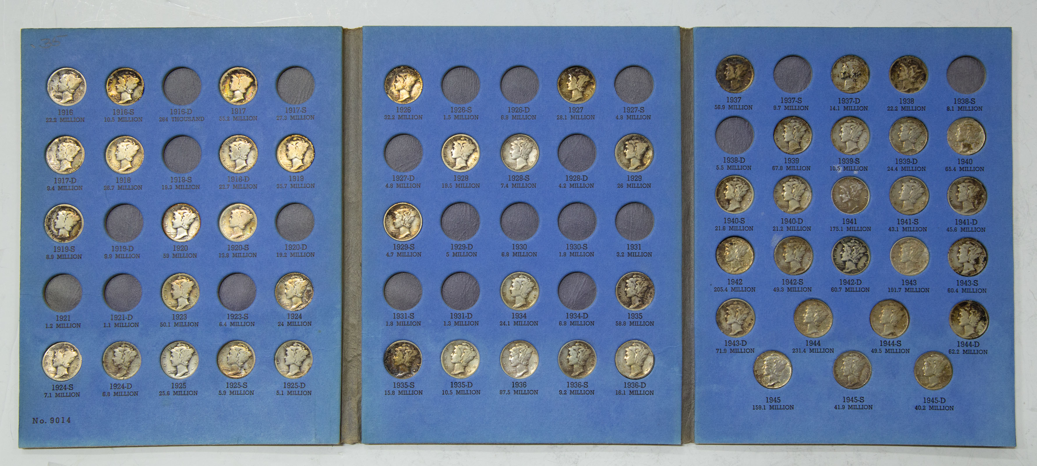 MERCURY DIME COLLECTION IN FOLDER