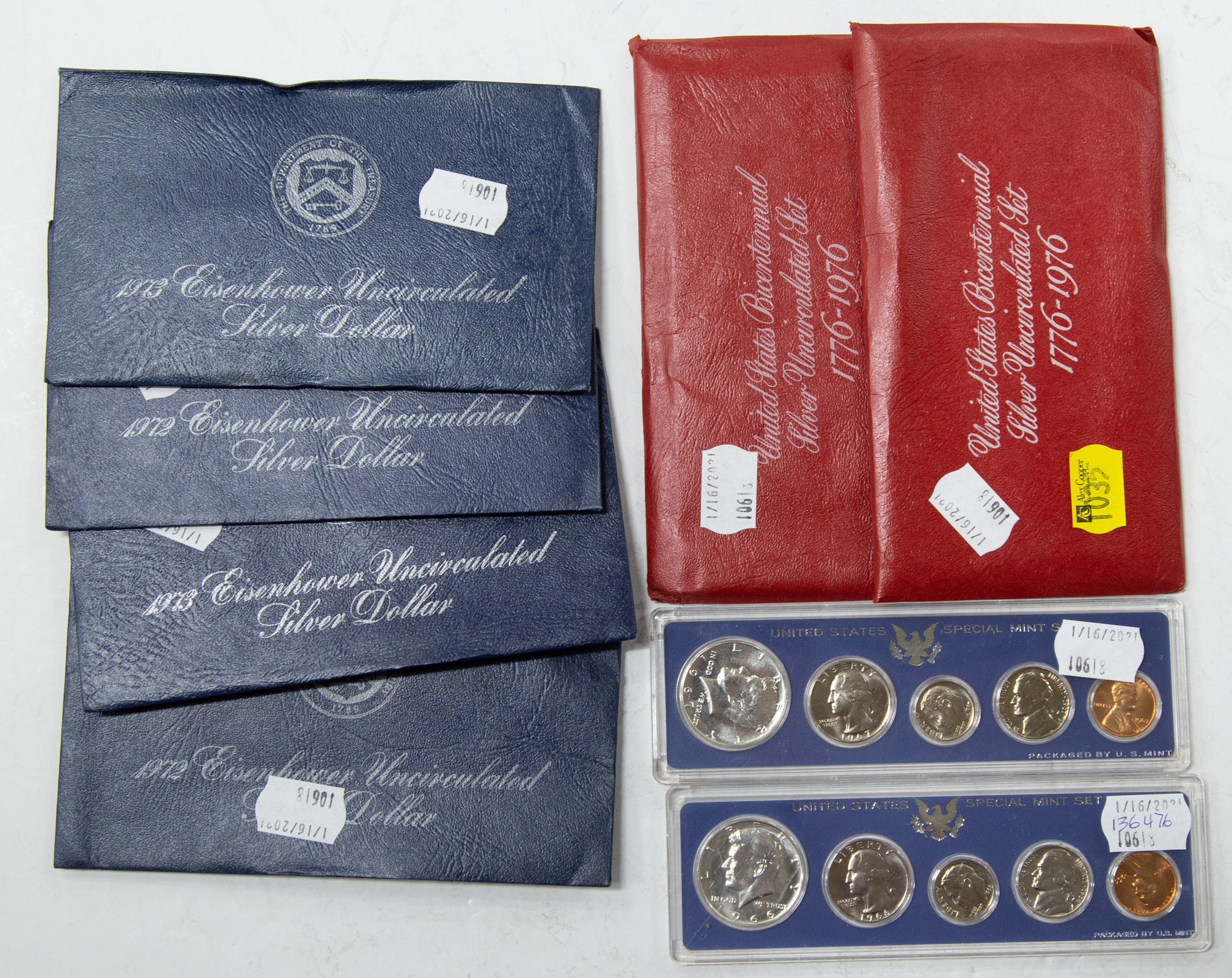 EIGHT SILVER SETS Four Ike Blue
