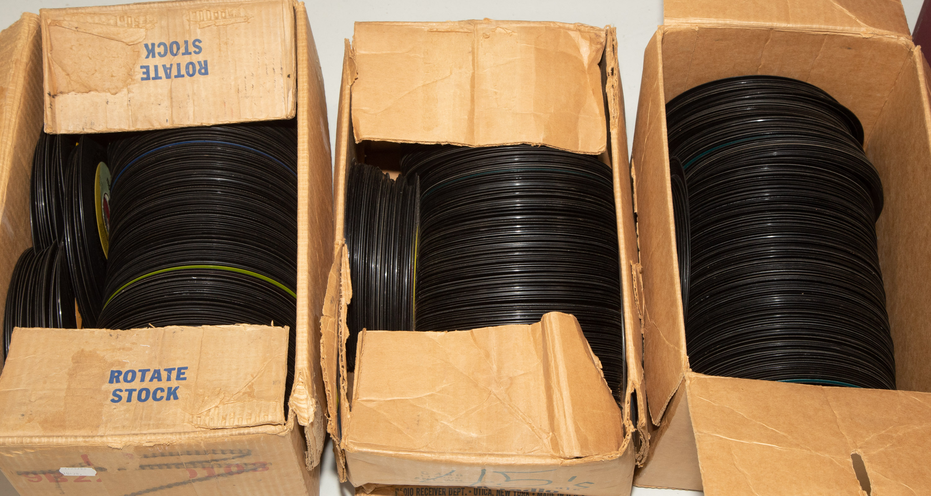 THREE BOXES OF VINTAGE 45S Including