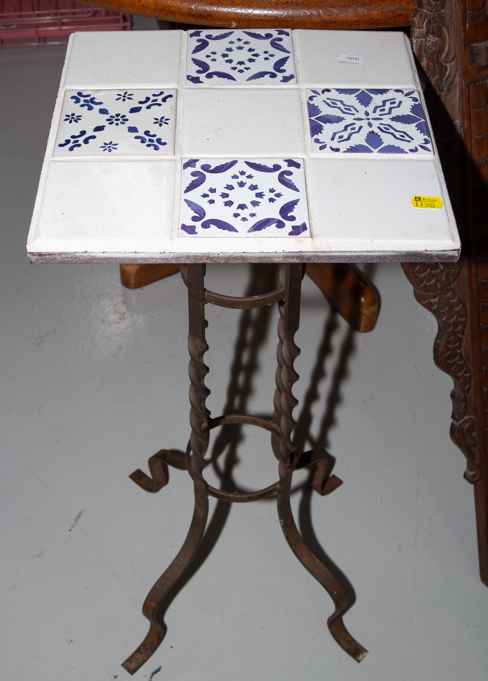 WROUGHT IRON PATIO TABLE WITH TILE