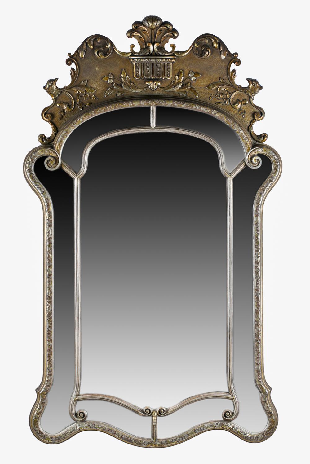 ROCOCO STYLE SILVERED WALL MIRROR20th 33775b