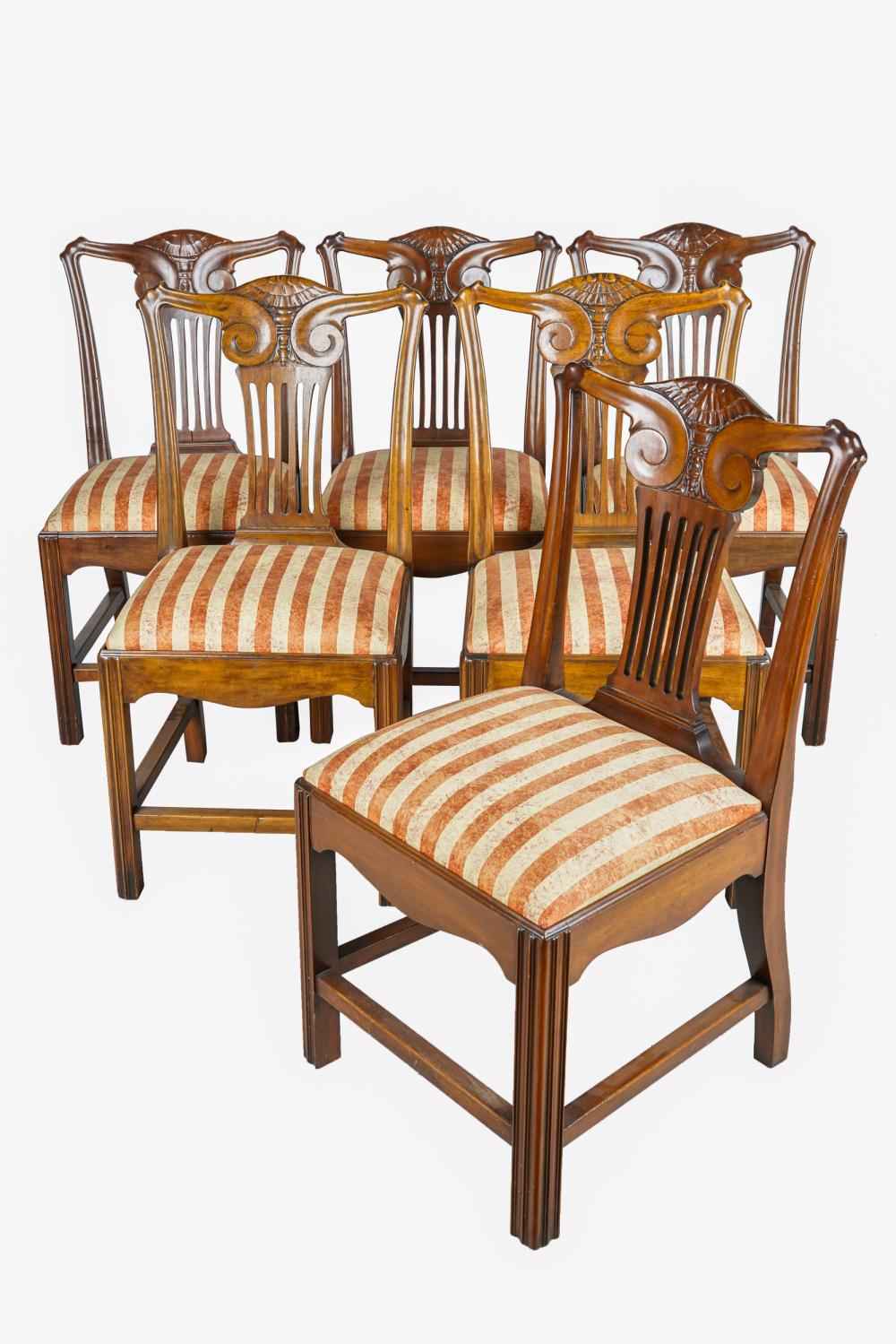 SIX CARVED MAHOGANY DINING CHAIRSeach 3377a8