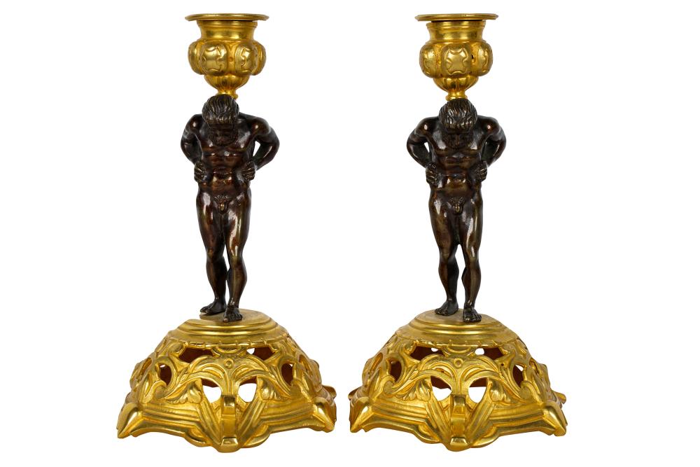 PAIR OF PATINATED GILT BRONZE 3377dd