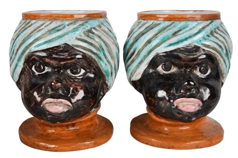 PAIR OF CONTINENTAL GLAZED TERRACOTTA