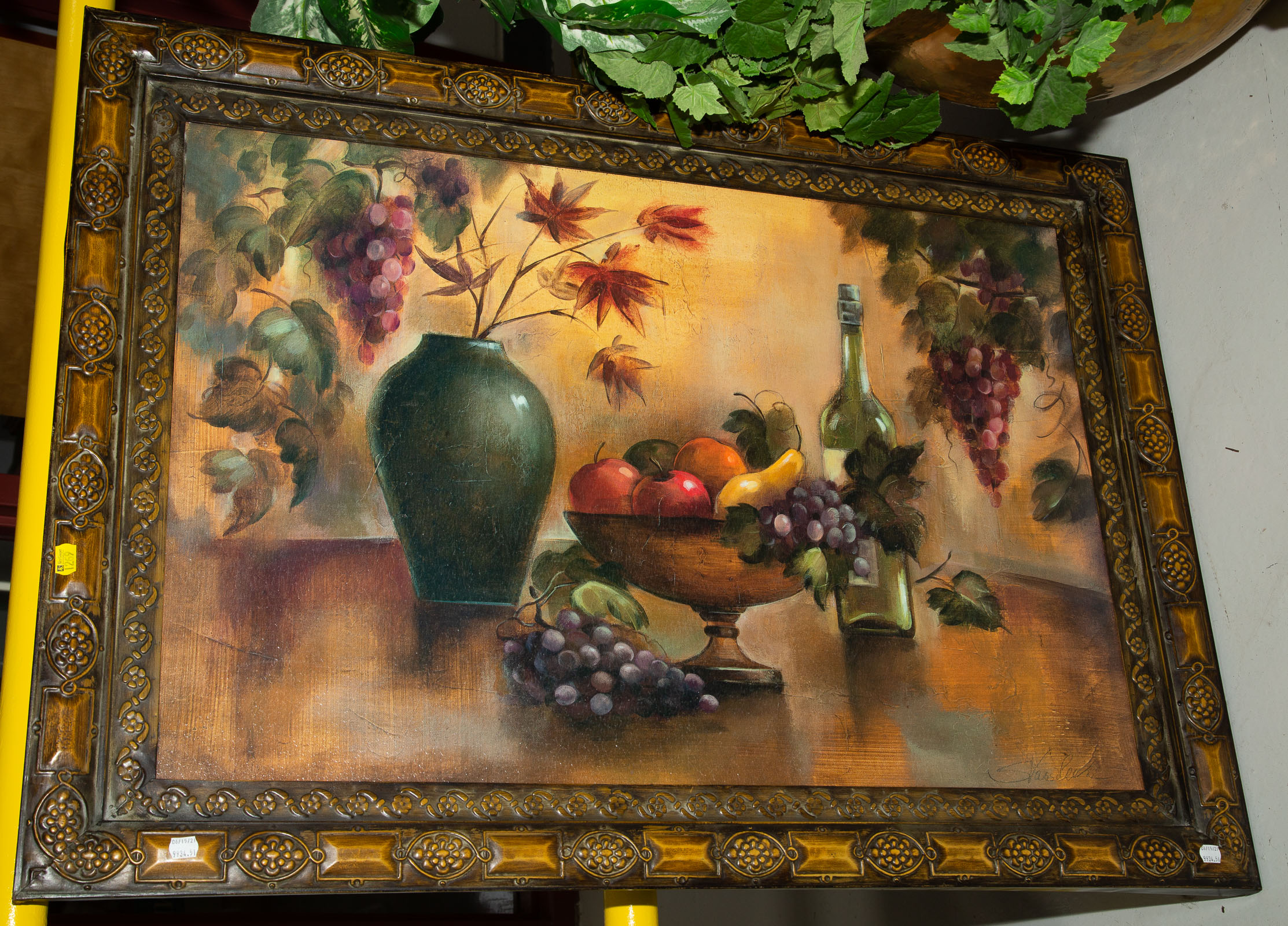 LARGE PAINTED STILL LIFE IN TIN