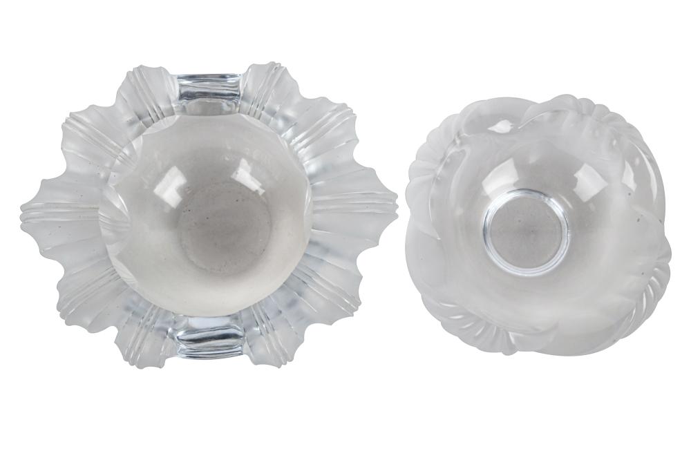TWO LALIQUE FROSTED & CLEAR GLASSBOWLSeach