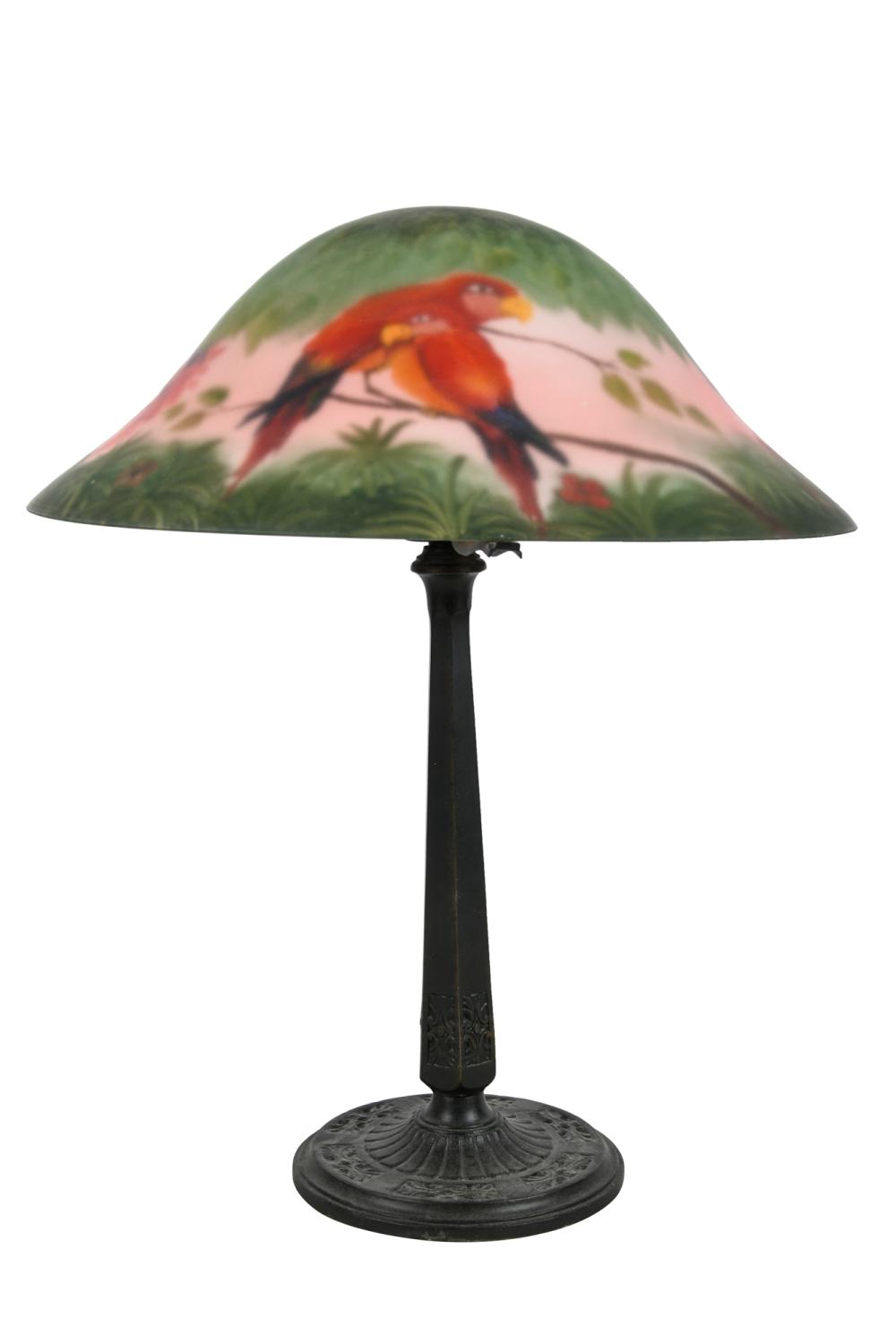 REVERSE PAINTED BIRD LAMPCondition  3378d4