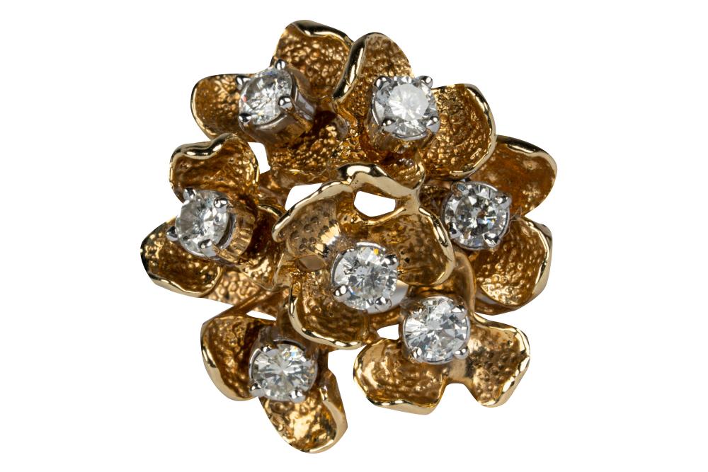 14 KARAT GOLD & DIAMOND CLUSTER
