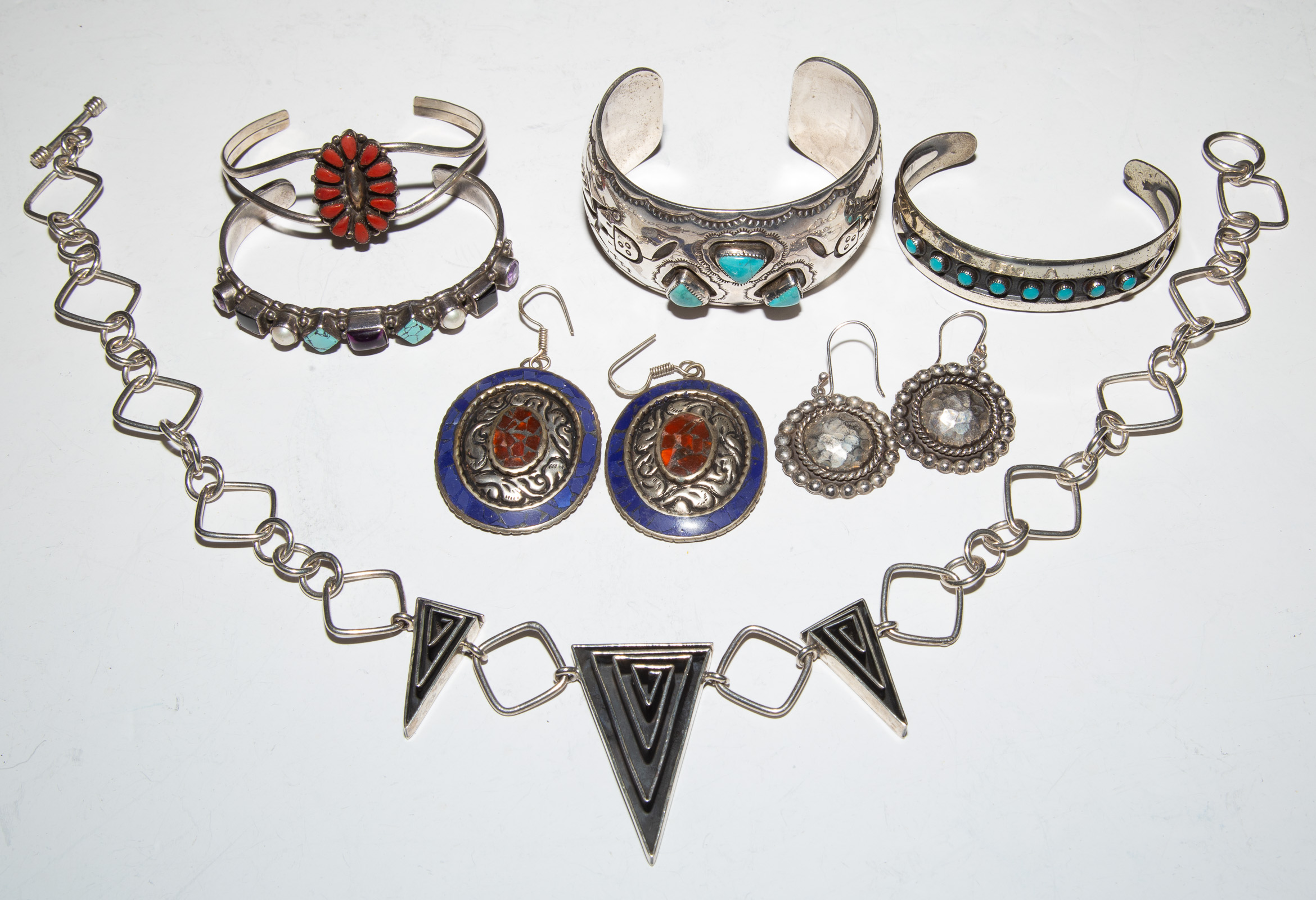 A COLLECTION OF STERLING NATIVE AMERICAN