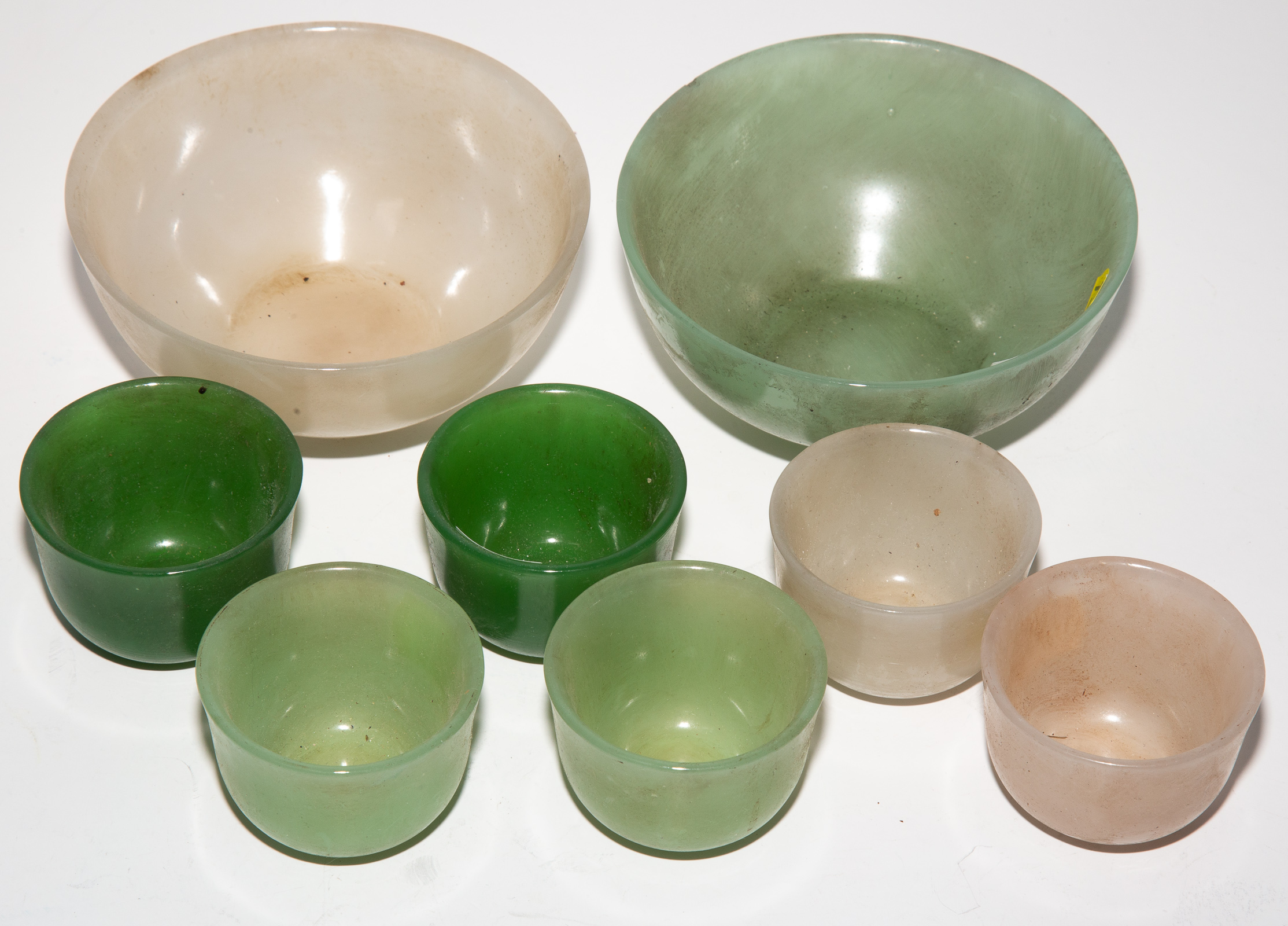 SIX STONE CUPS & TWO STONE BOWLS Chinese,