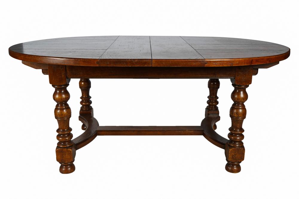 OVAL CARVED OAK DINING TABLEwith two