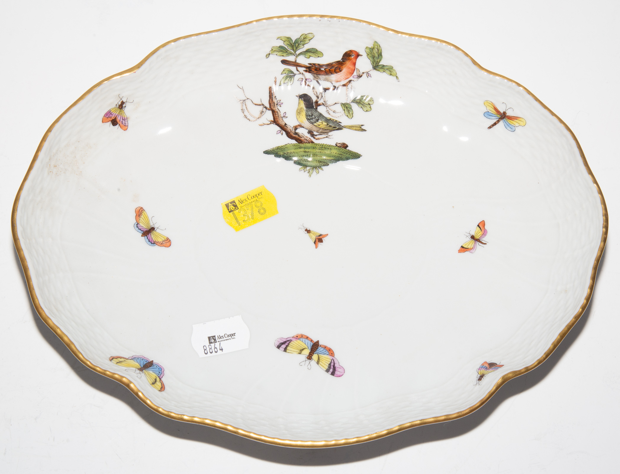 HEREND ROTHSCHILD BIRD OVAL BOWL .