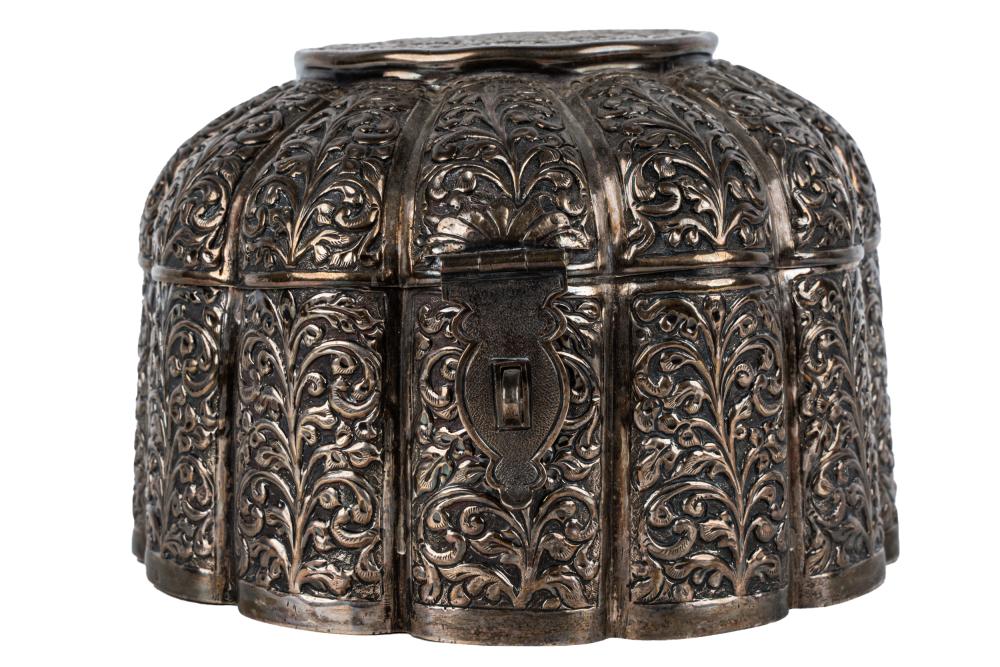 HINGED SILVER REPOUSSE BOXmarked