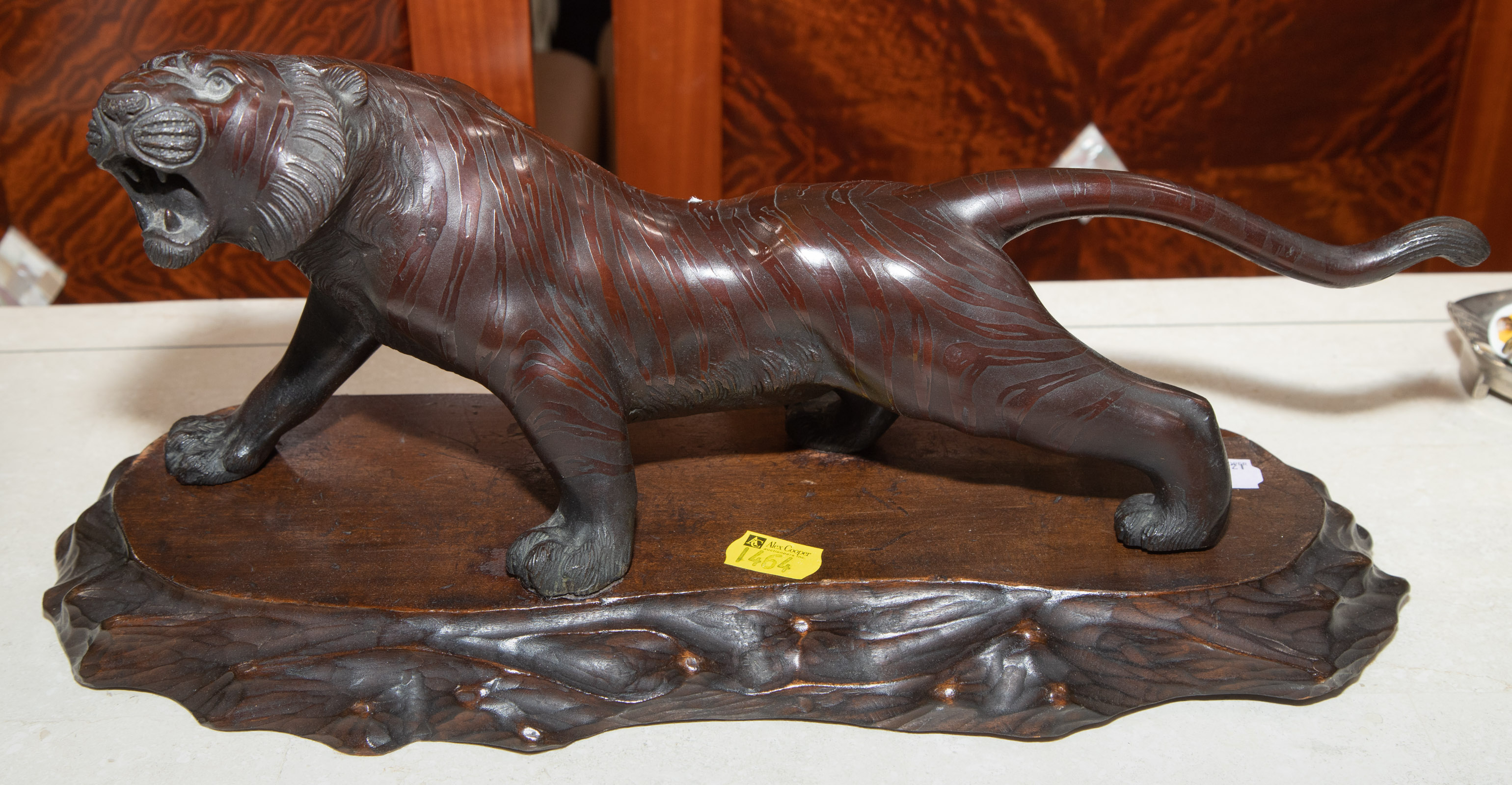 JAPANESE BRONZE TIGER ON STAND 337a28
