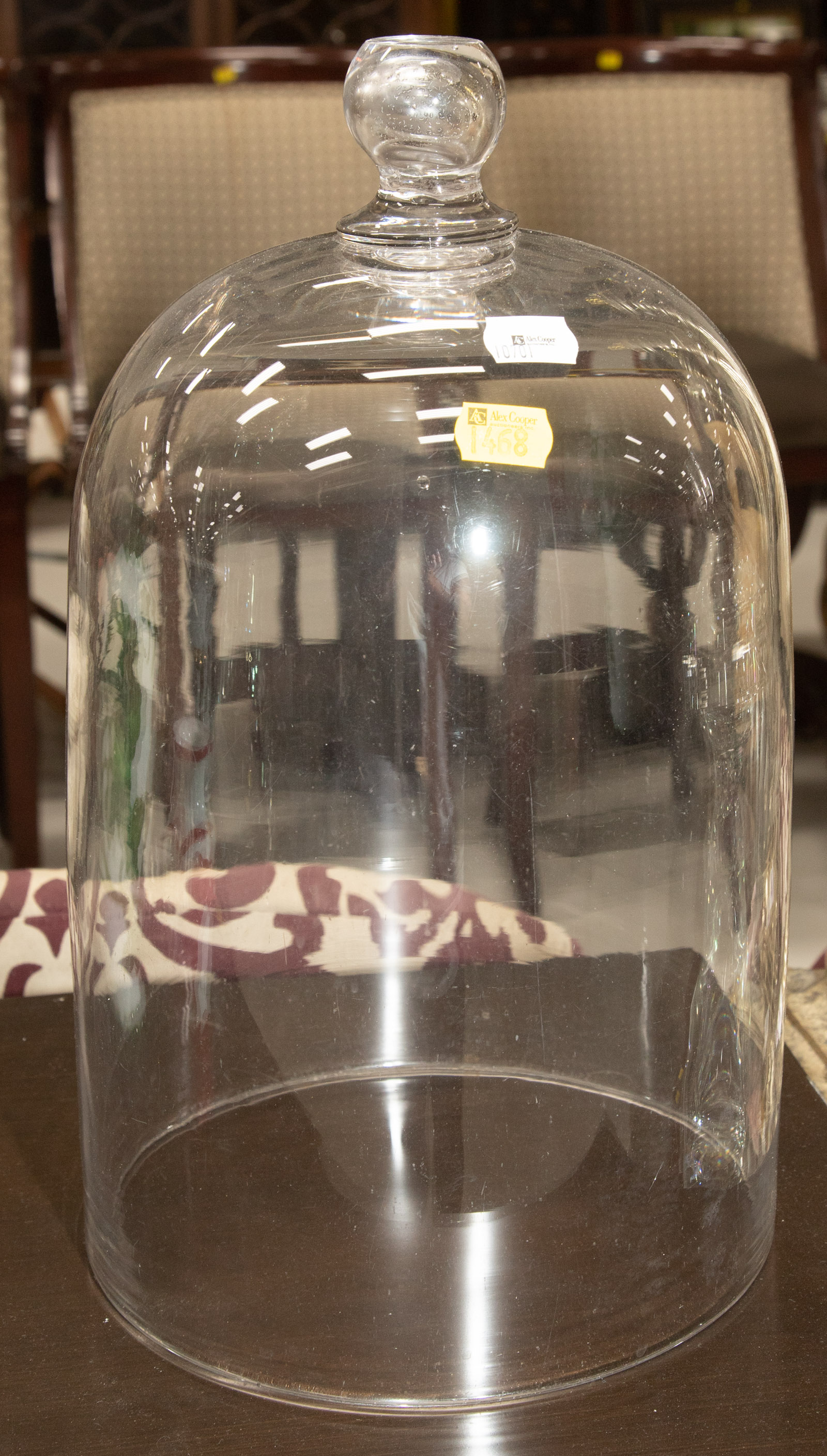 ANTIQUE BLOWN GLASS CLOCHE 15 in. H.