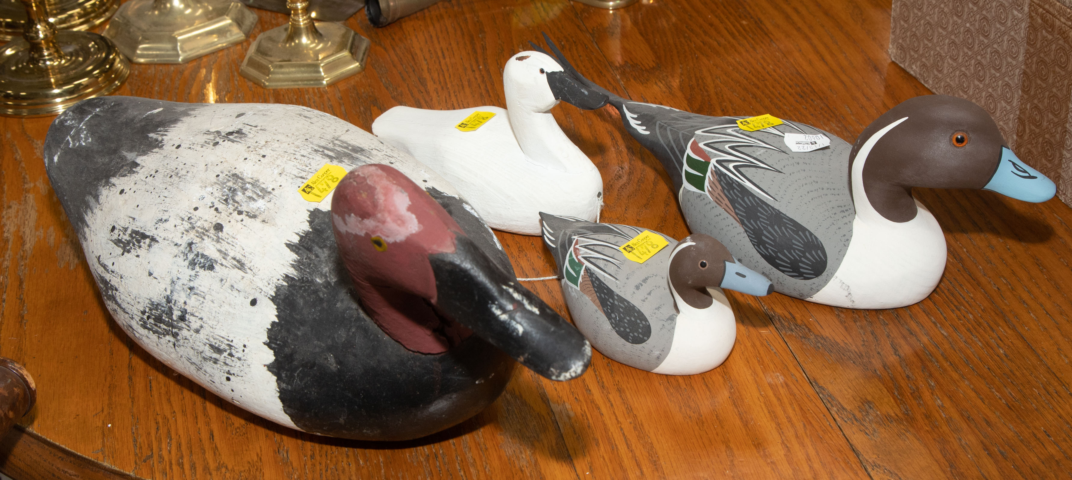 FOUR CARVED & PAINTED WOOD DUCKS