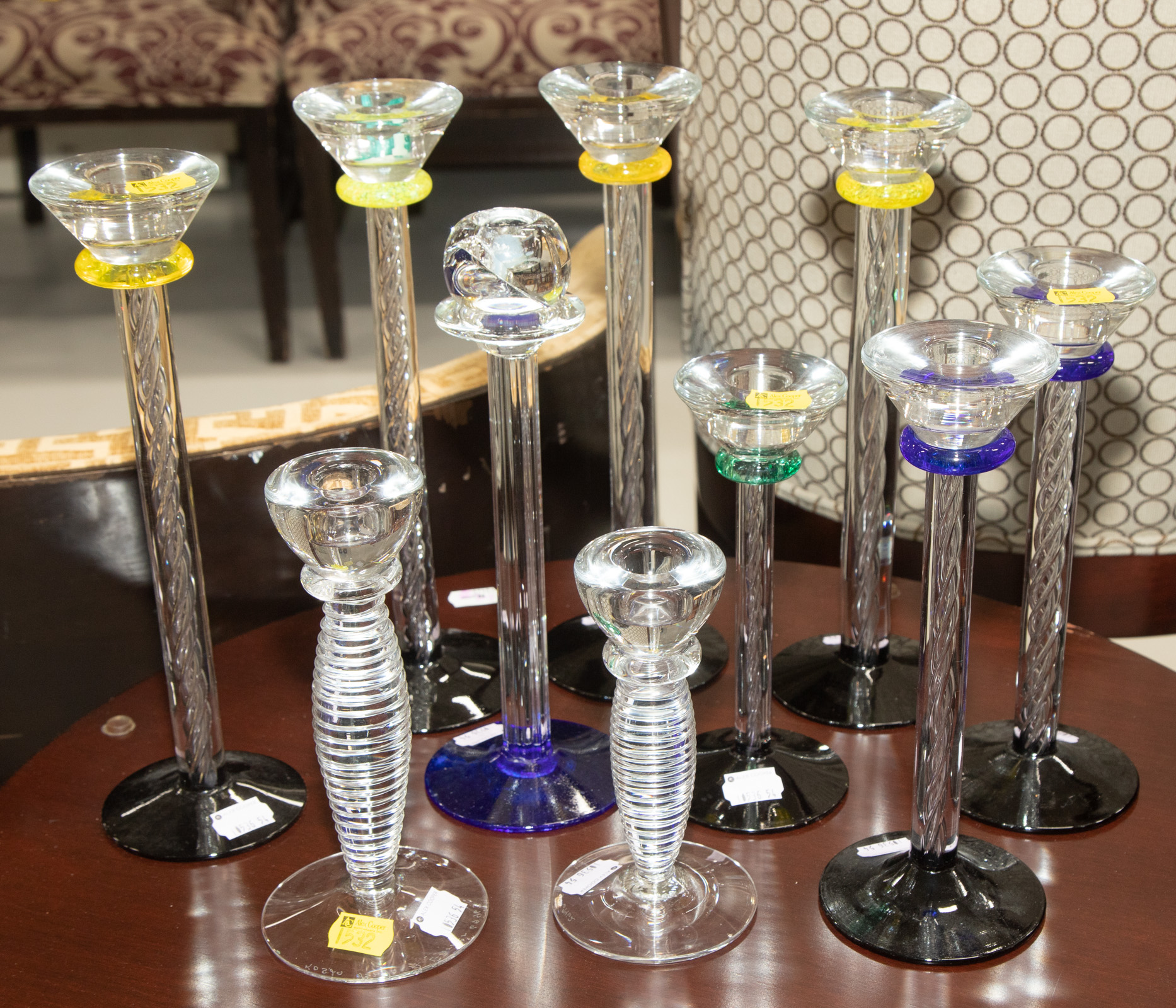 FOURTEEN KOSTA BODA ART GLASS CANDLESTICKS