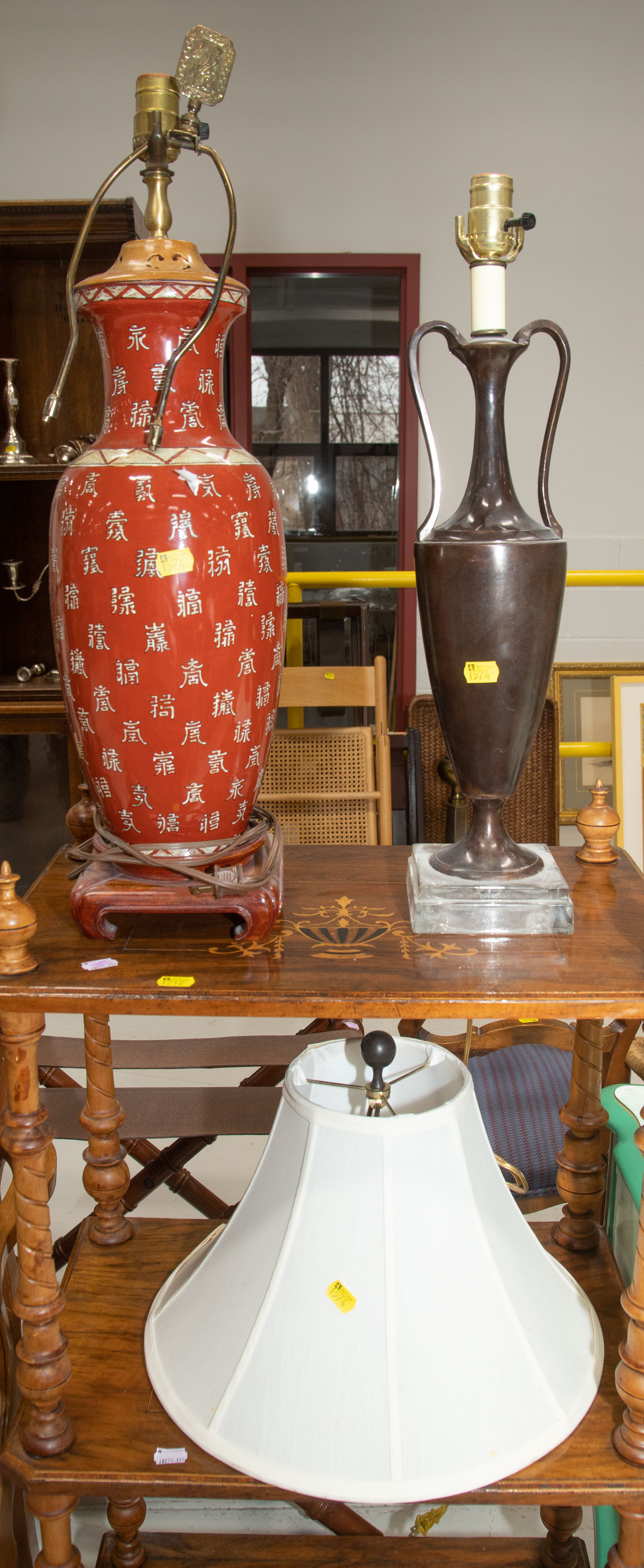 TWO TABLE LAMPS & A SHADE Comprising