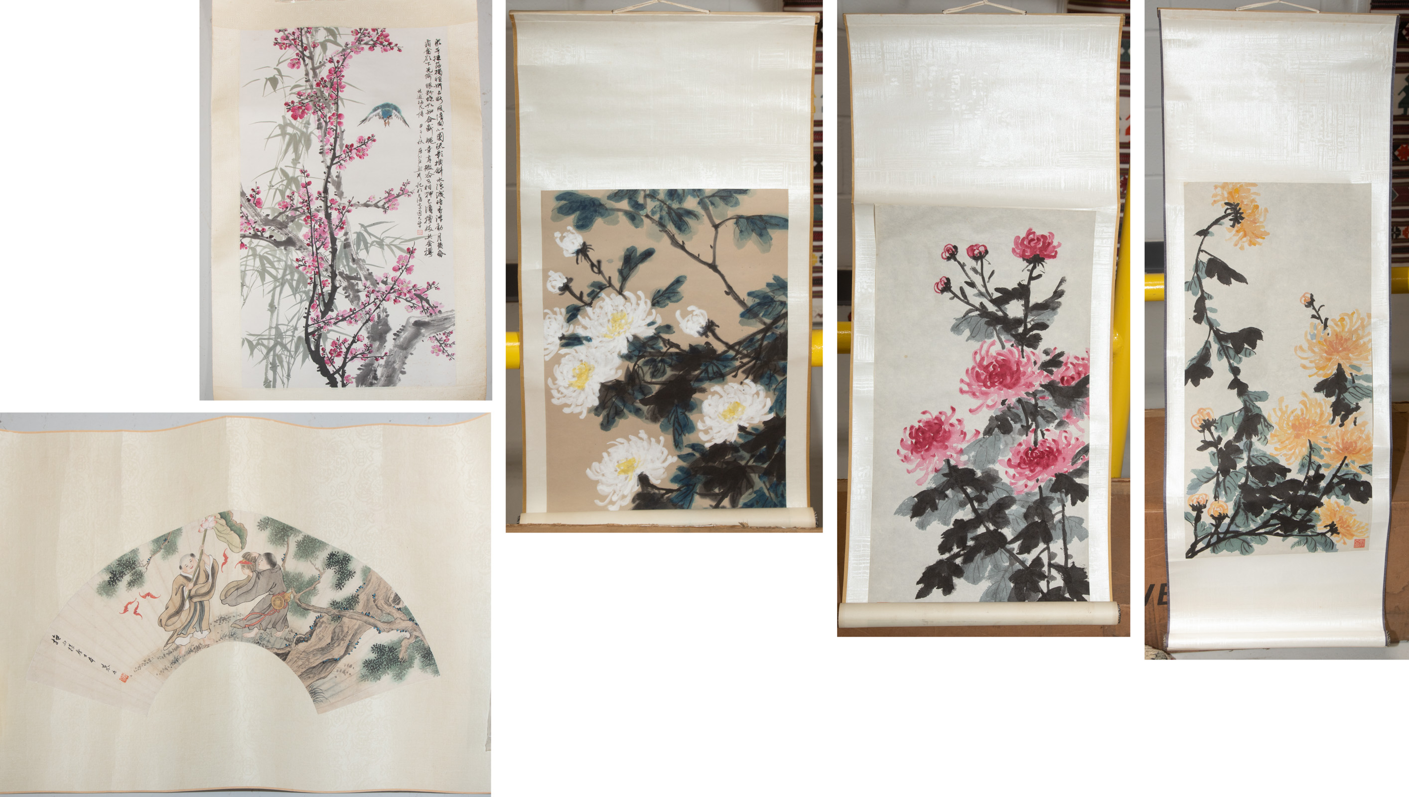 FIVE CHINESE SCROLL PAINTINGS Including 337aa0