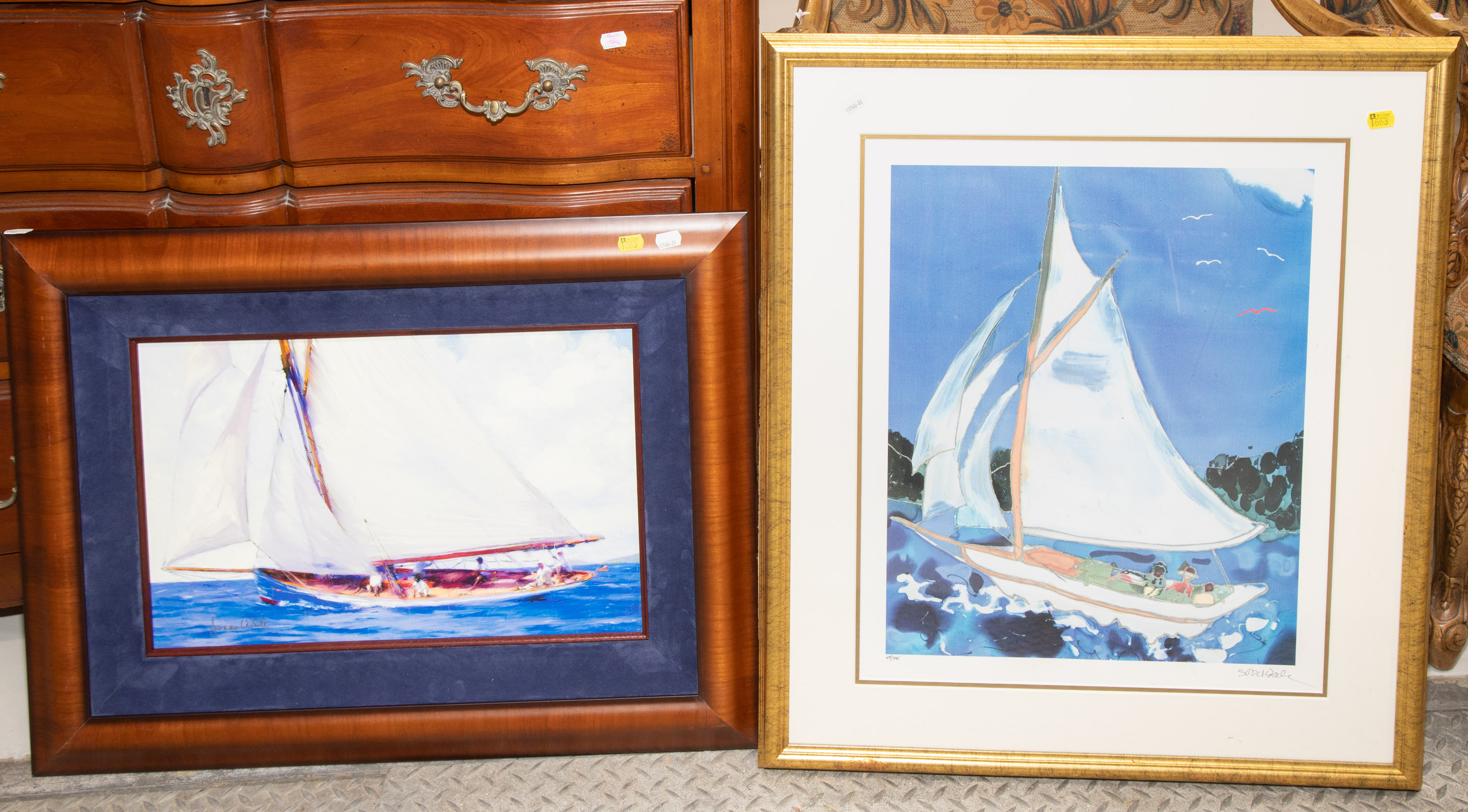 TWO SAILBOAT THEMED ARTWORKS Including