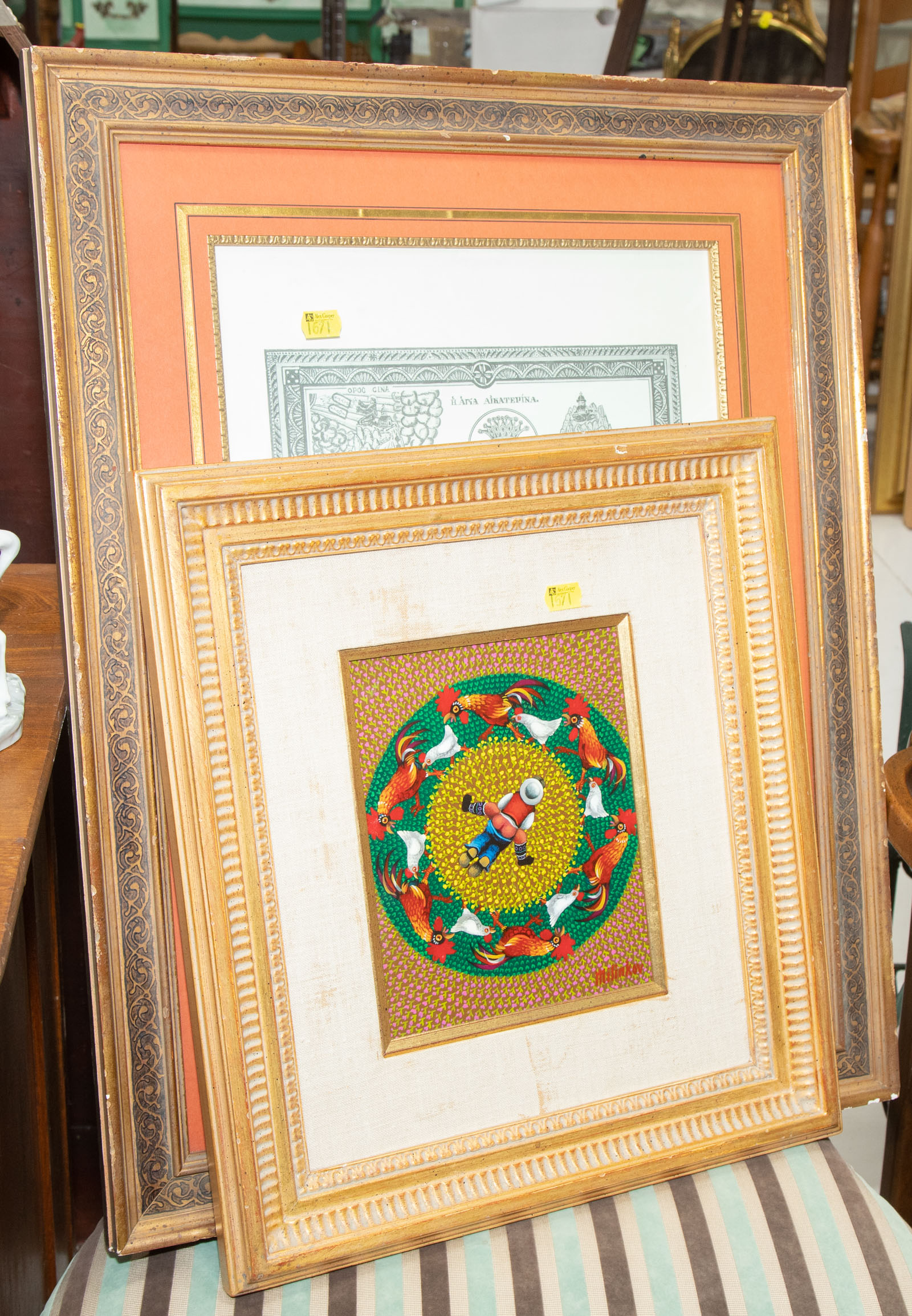 TWO FRAMED ARTWORKS Includes an