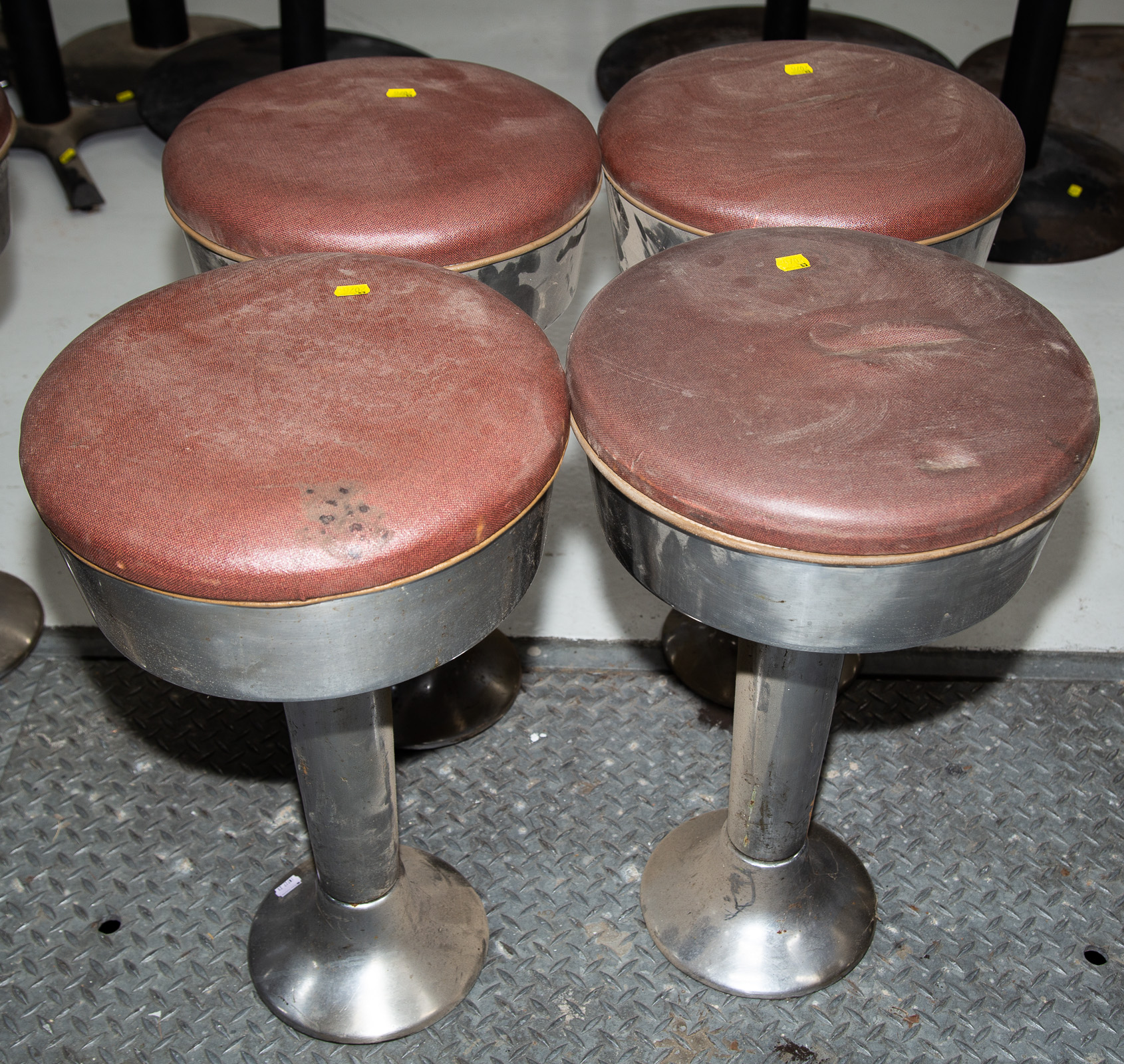 FOUR SWIVEL DINER STOOLS c.1959,