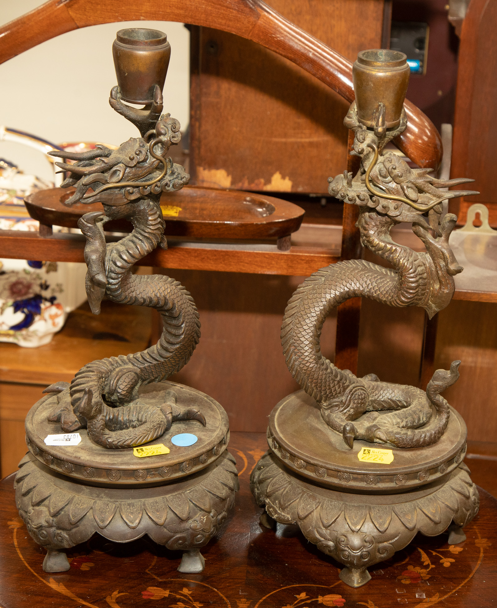 A PAIR OF JAPANESE BRONZE DRAGON 337b9d