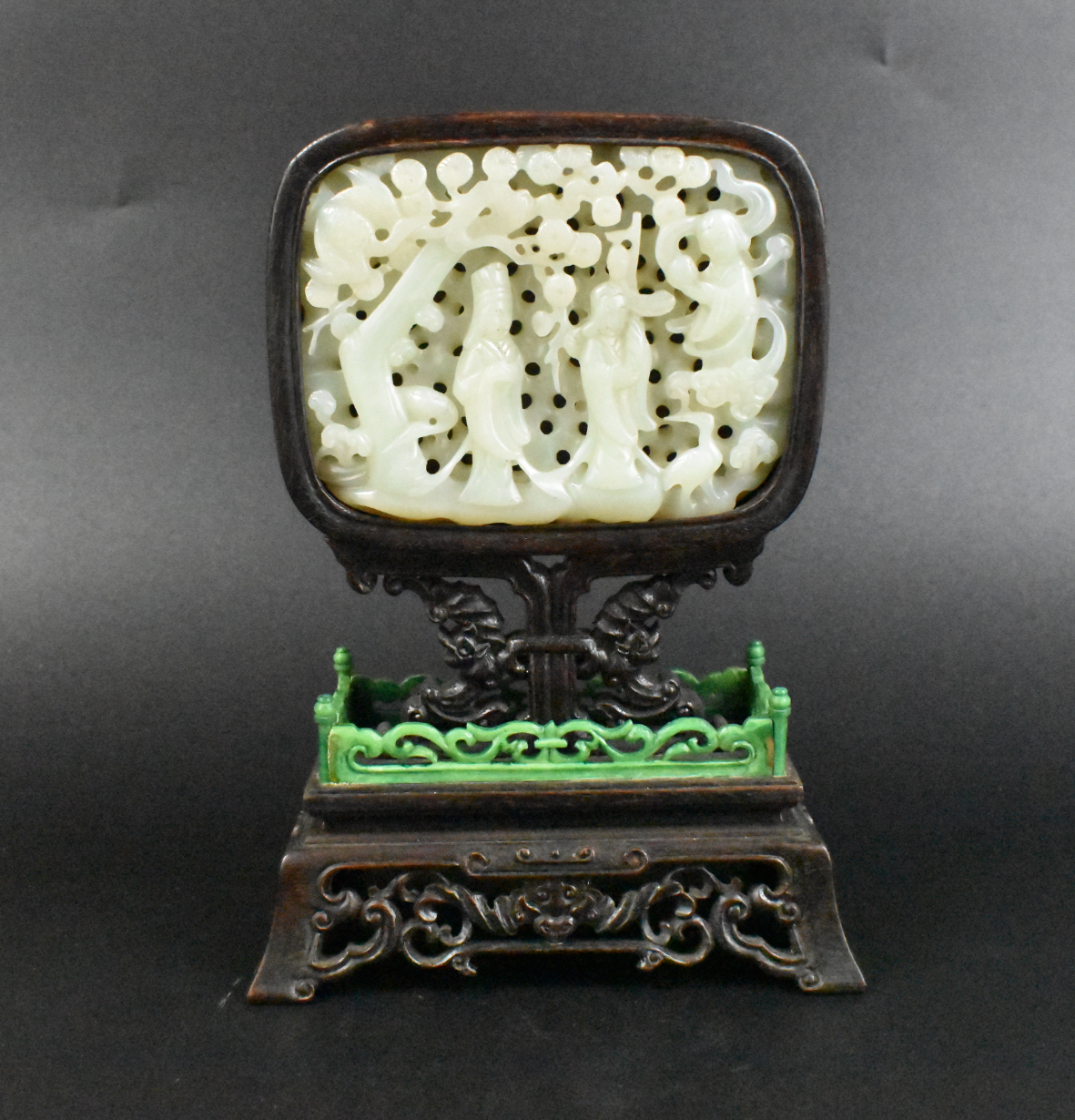CHINESE JADE CARVED PLAQUE TABLE