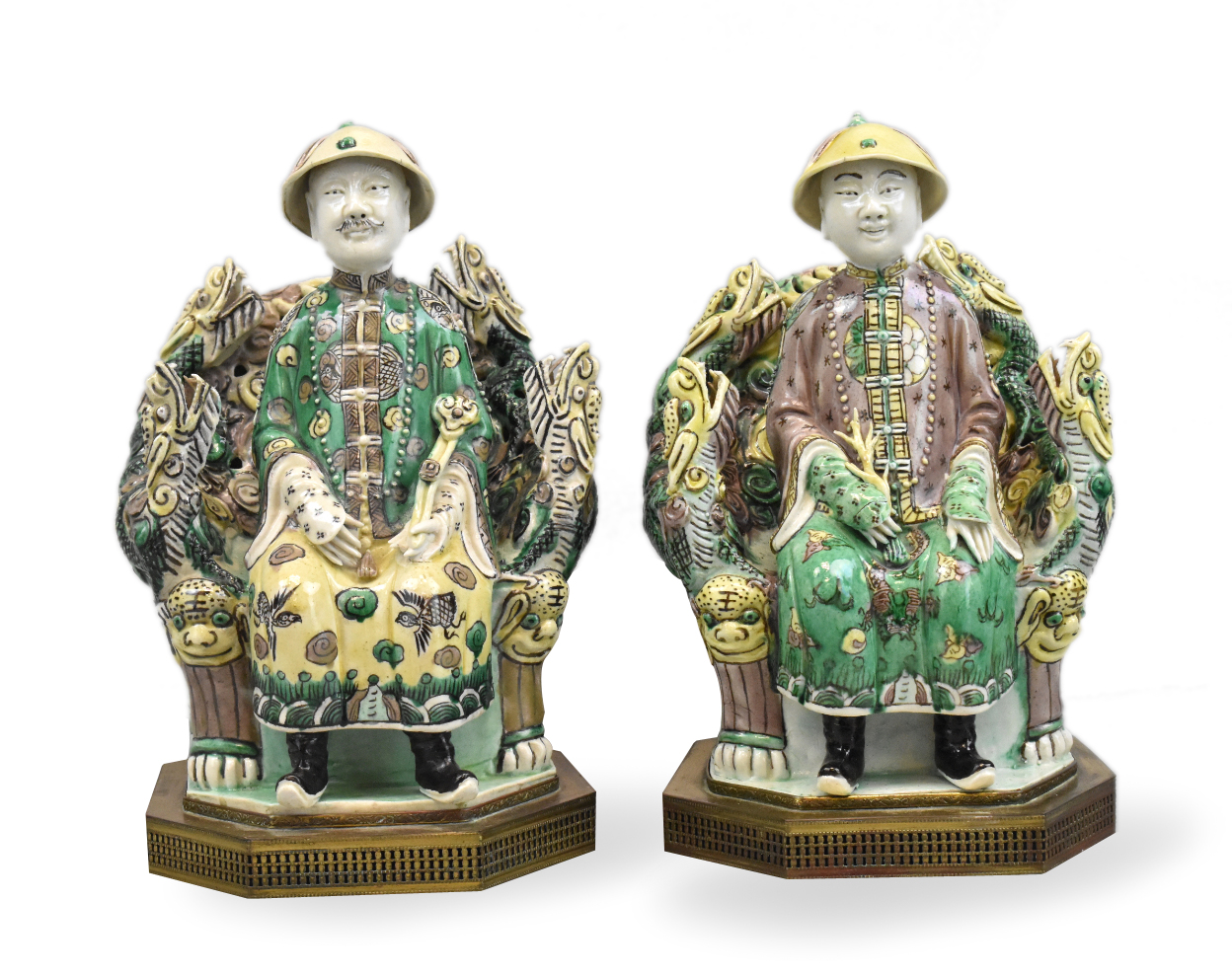 PAIR CHINESE SANCAI GLAZED EMPEROR 33a2f7