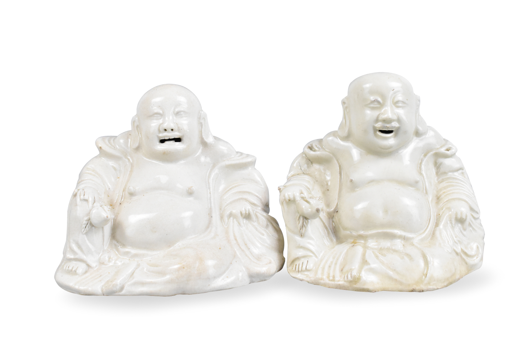 PAIR OF CHINESE GE GLAZED LAUGHING