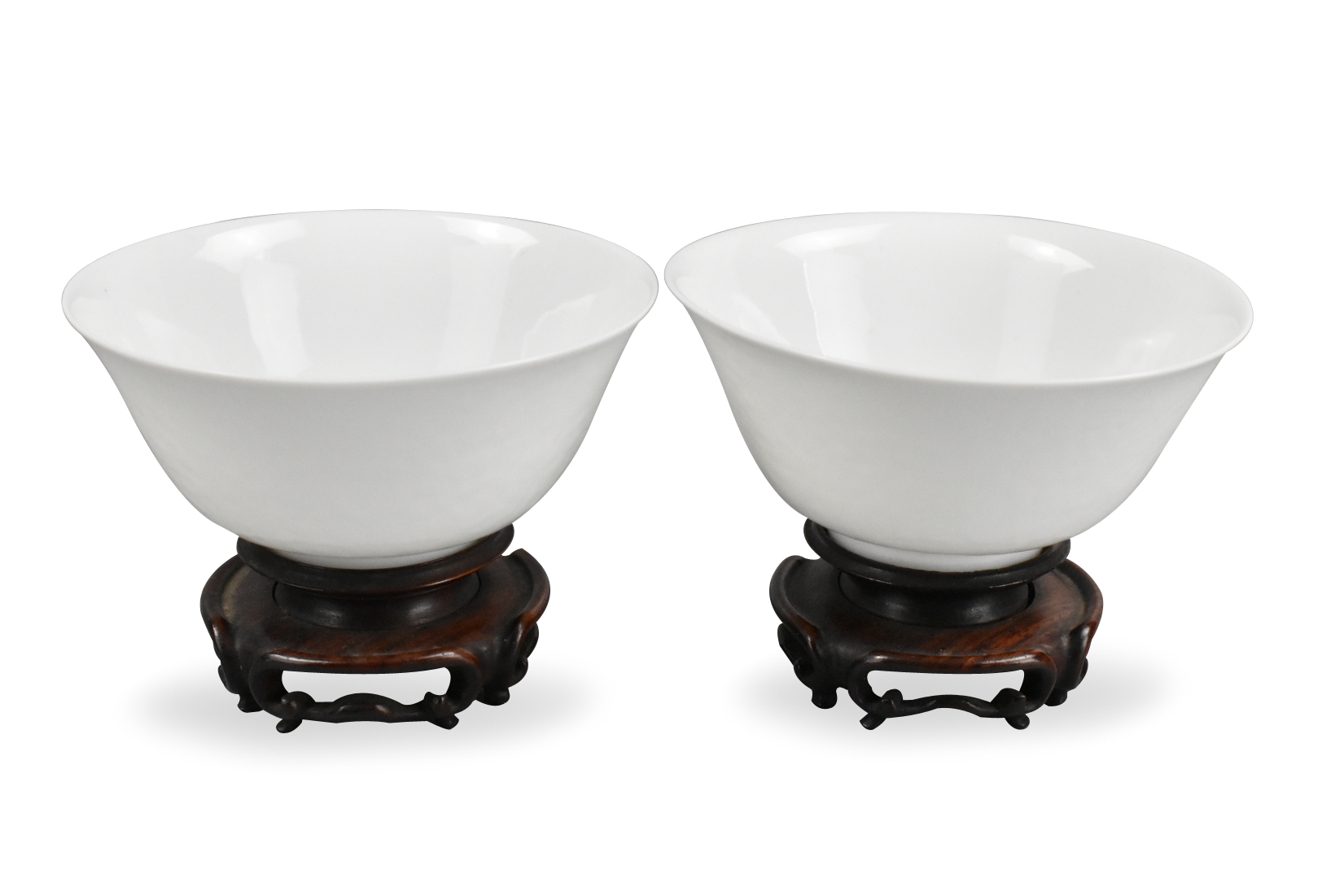 PAIR CHINESE WHITE GLAZED BOWLS,YONGZHENG