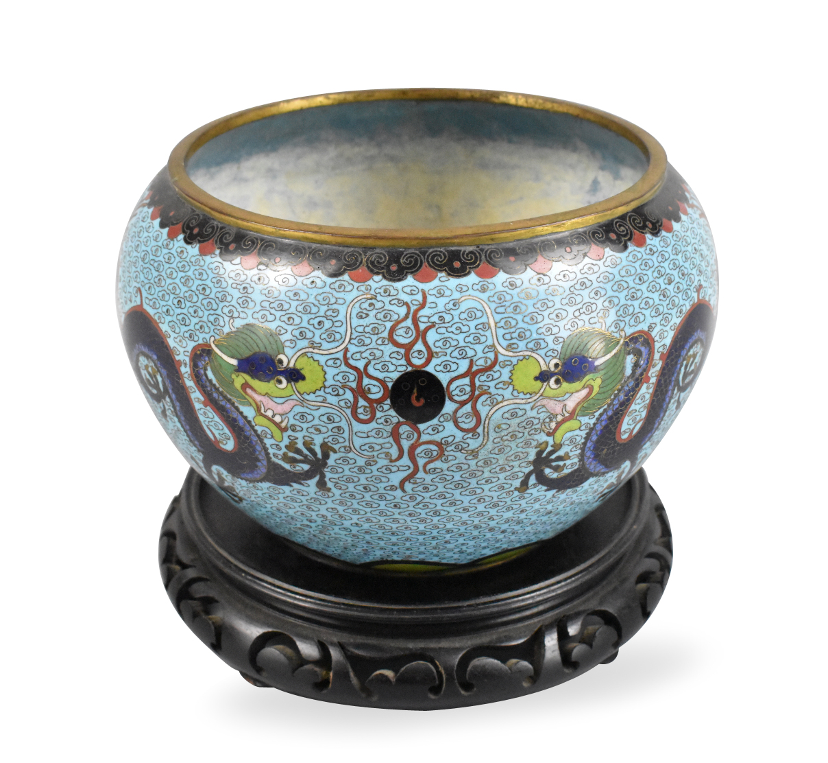 CHINESE CLOISSONE ALM BOWL W/ DRAGON,