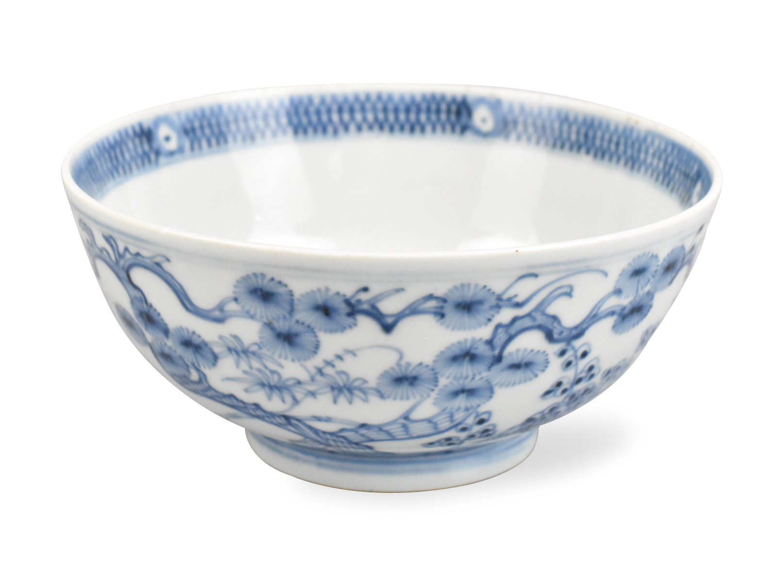 CHINESE B & W BOWL W/3 WINTER FRIEND,KANGXI