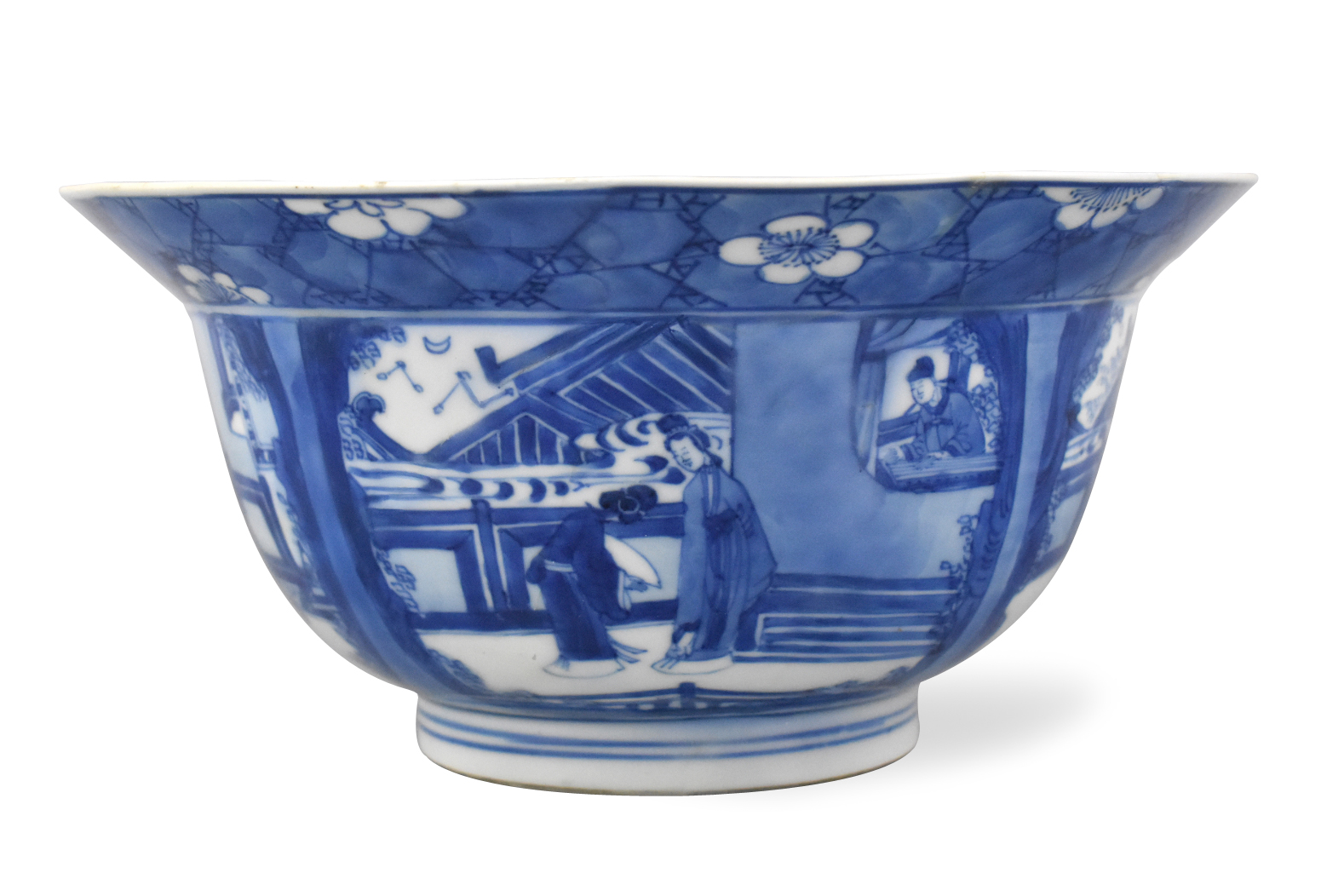 CHINESE BLUE WHITE BOWL W FIGURE  33a331