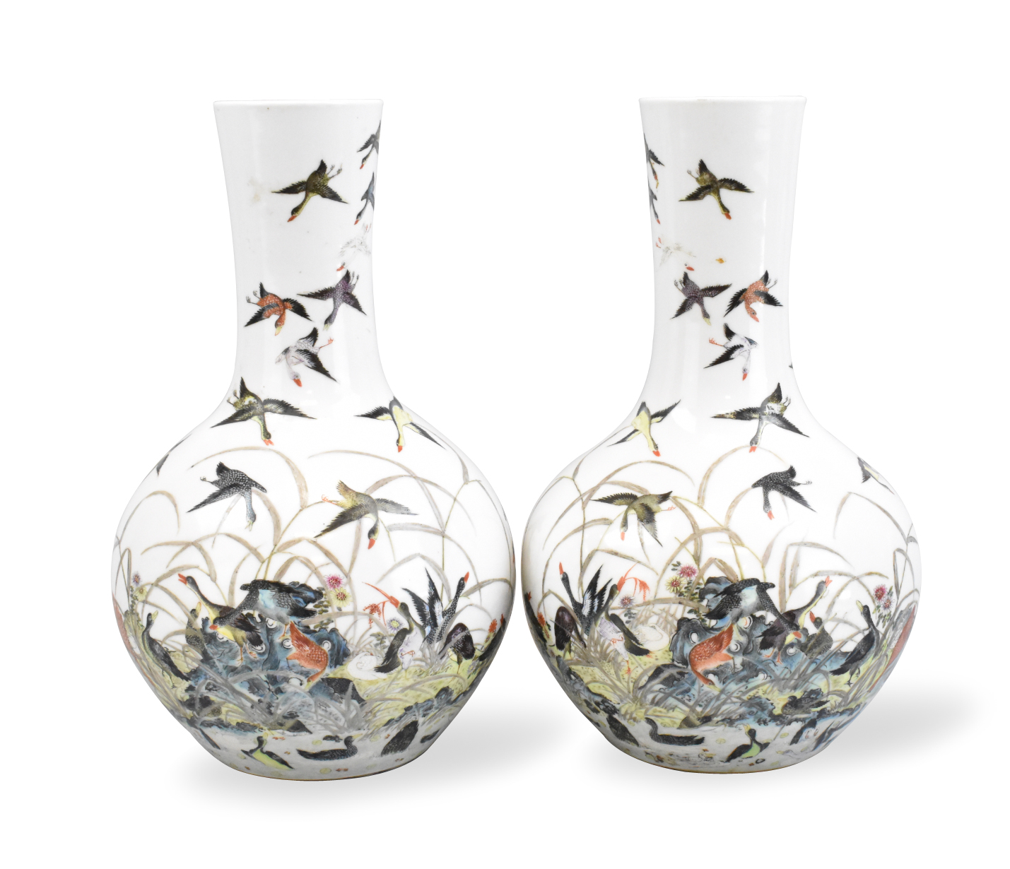 PAIR OF CHINESE FAMILLE ROSE VASES 33a34a