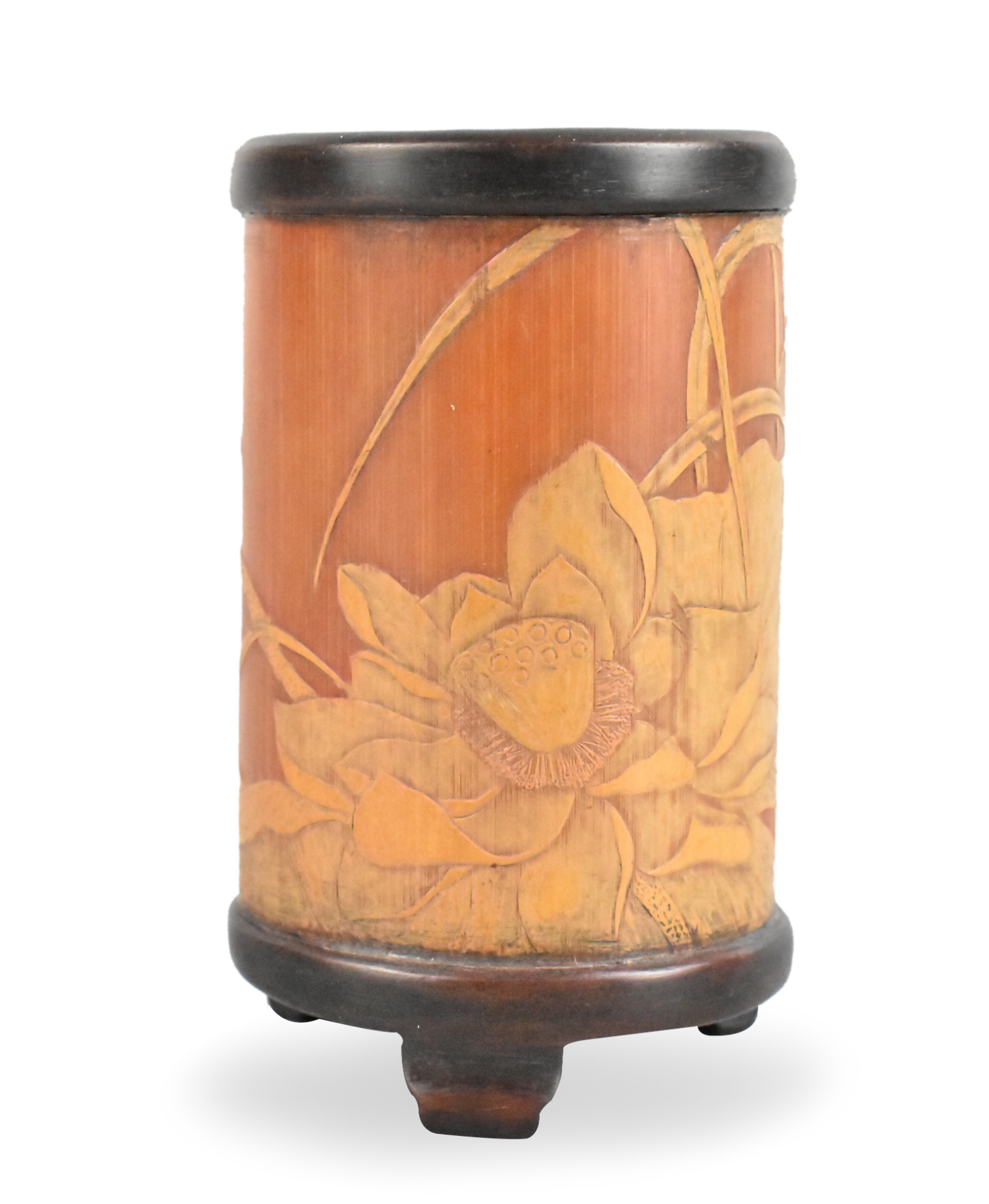 CHINESE BAMBOO CARVED BRUSHPOT,